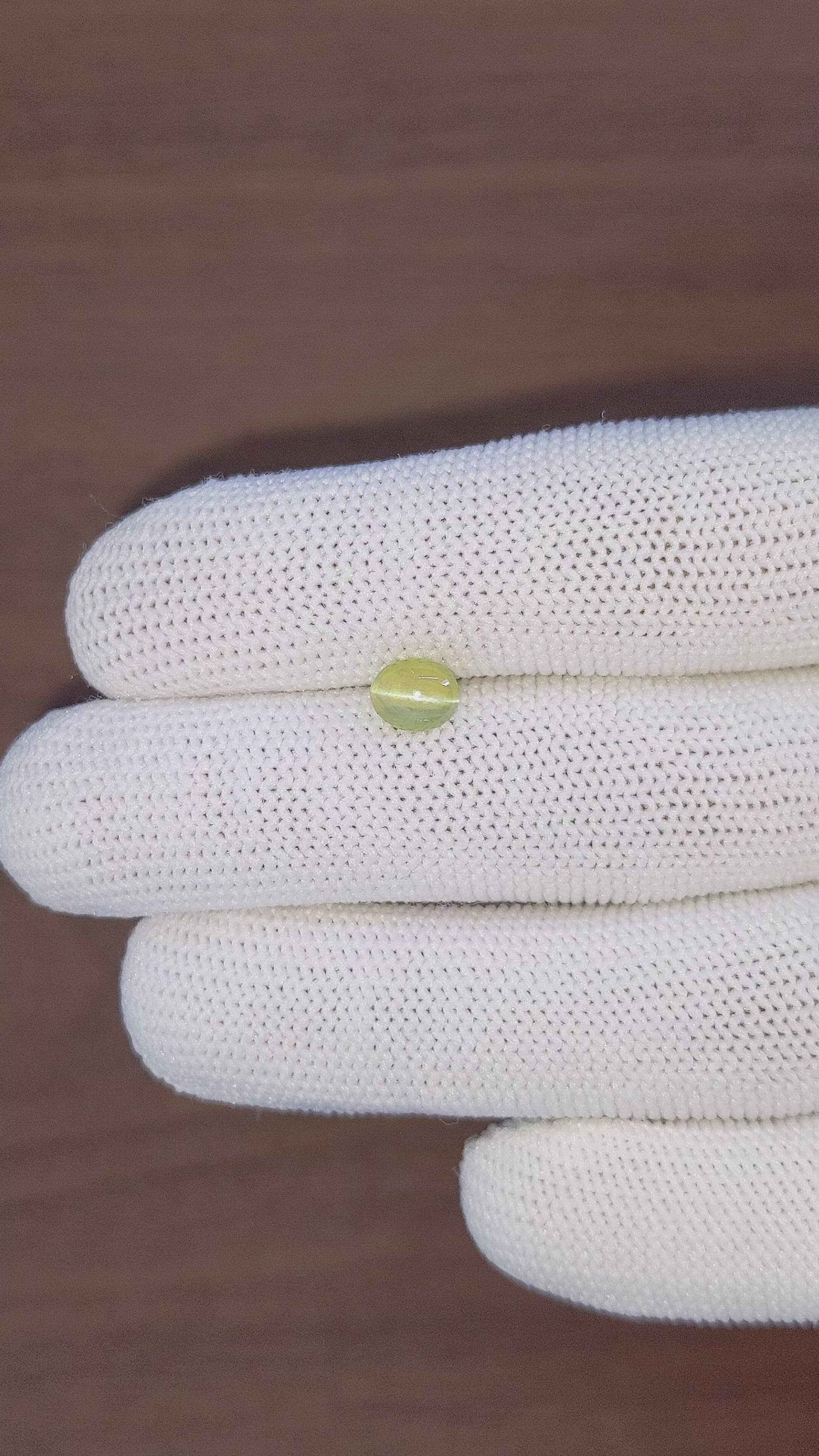 1.44 Ct. Greenish Yellow Cabochon Chrysoberyl from Madagascar Size Video
