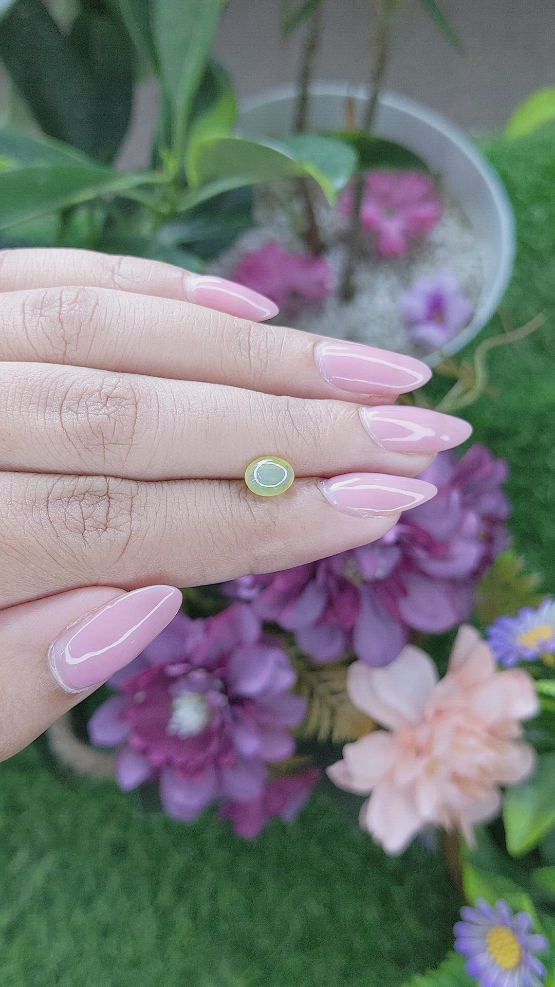 1.44 Ct. Greenish Yellow Cabochon Chrysoberyl from Madagascar Size Video