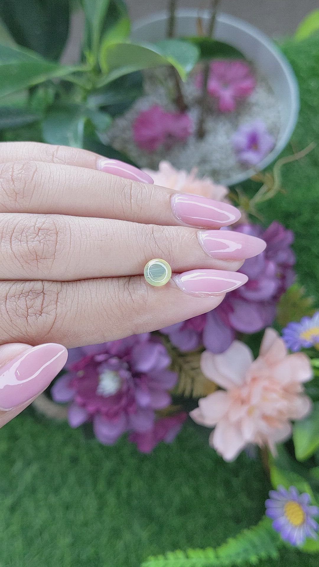 1.58 Ct. Greenish Yellow Cabochon Chrysoberyl from Ceylon (Sri Lanka) Size Video