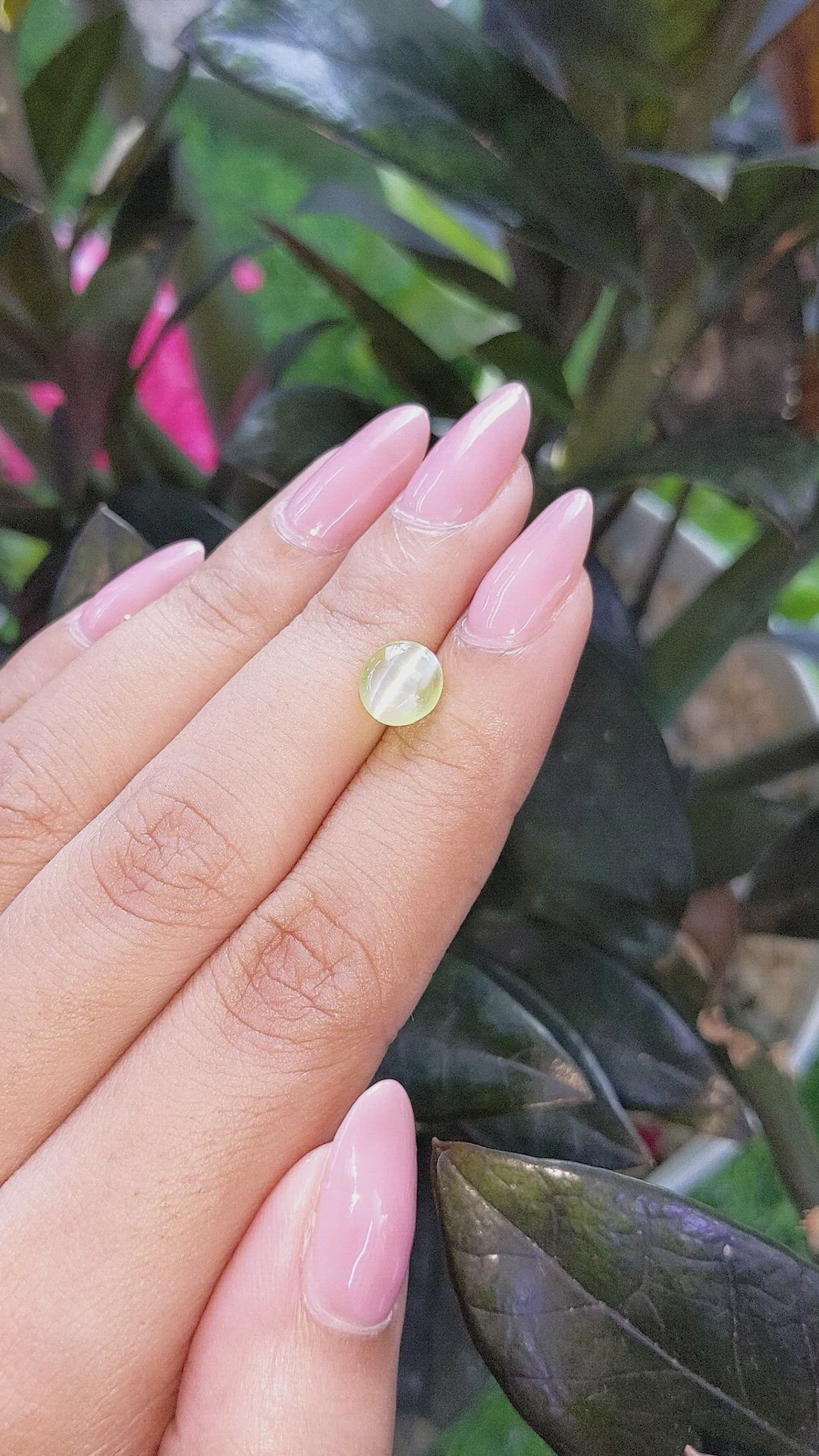 1.75 Ct. Green Cabochon Chrysoberyl from Madagascar Size Video