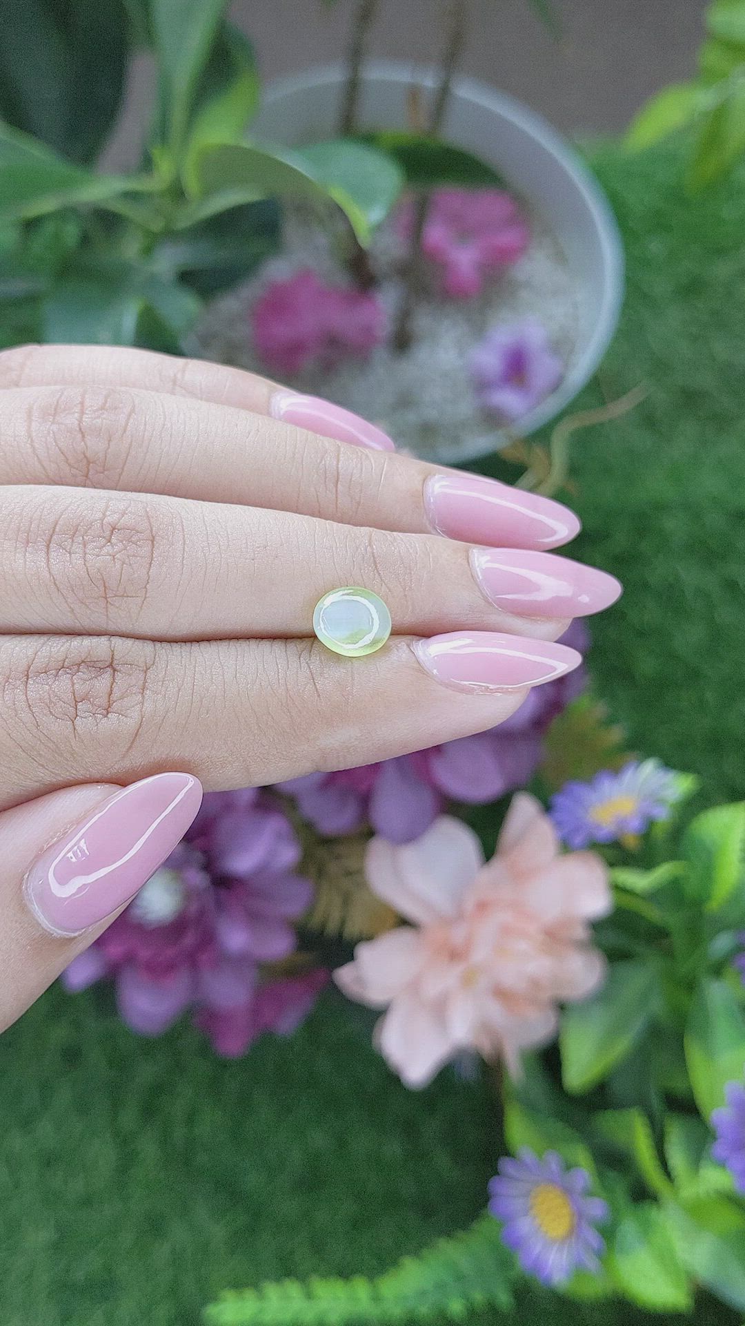 1.75 Ct. Green Cabochon Chrysoberyl from Madagascar Size Video