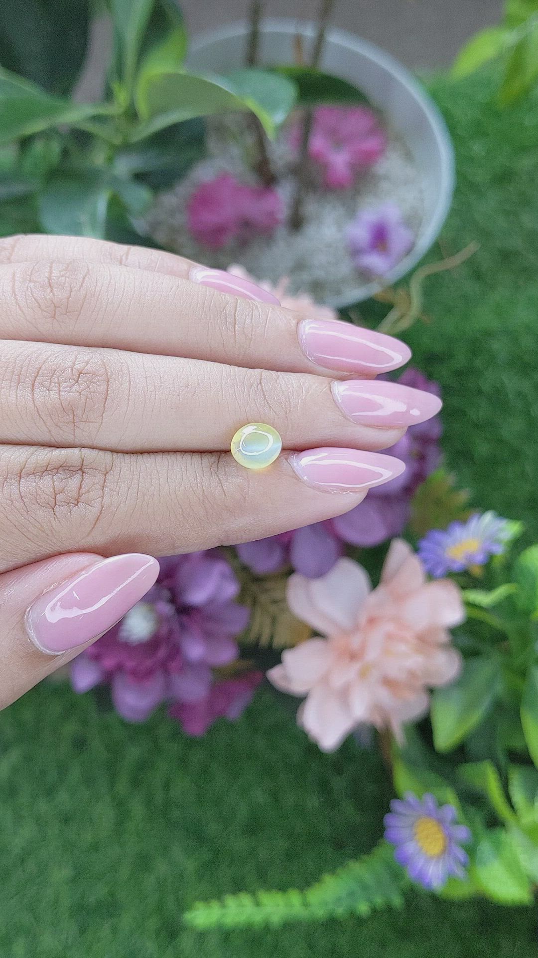 2.02 Ct. Greenish Yellow Cabochon Chrysoberyl from Madagascar Size Video