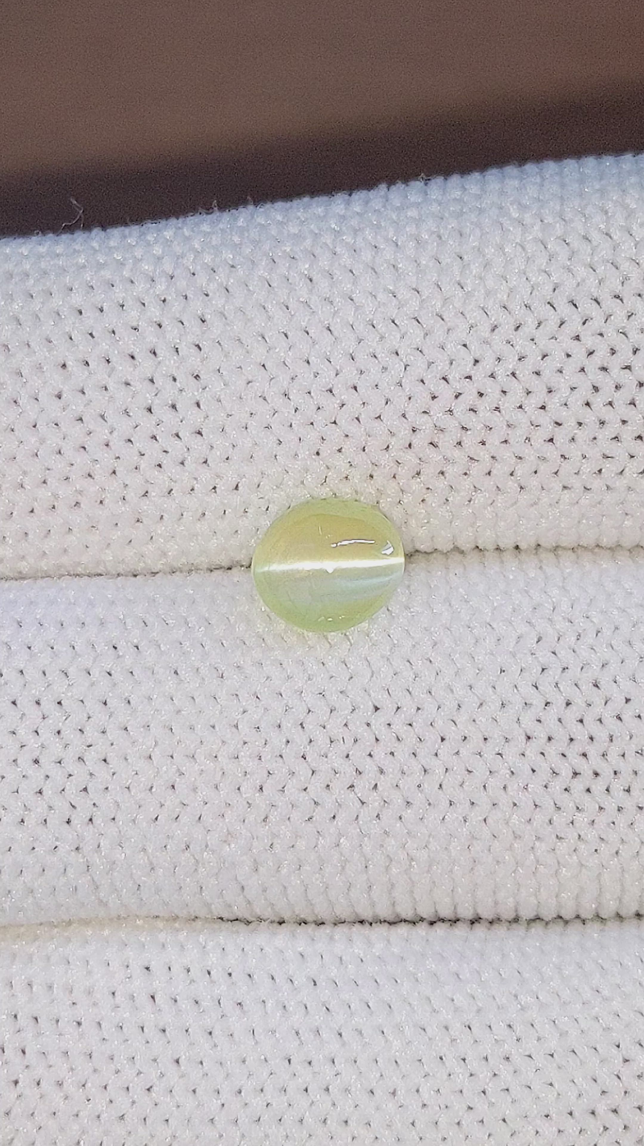2.02 Ct. Greenish Yellow Cabochon Chrysoberyl from Madagascar Size Video