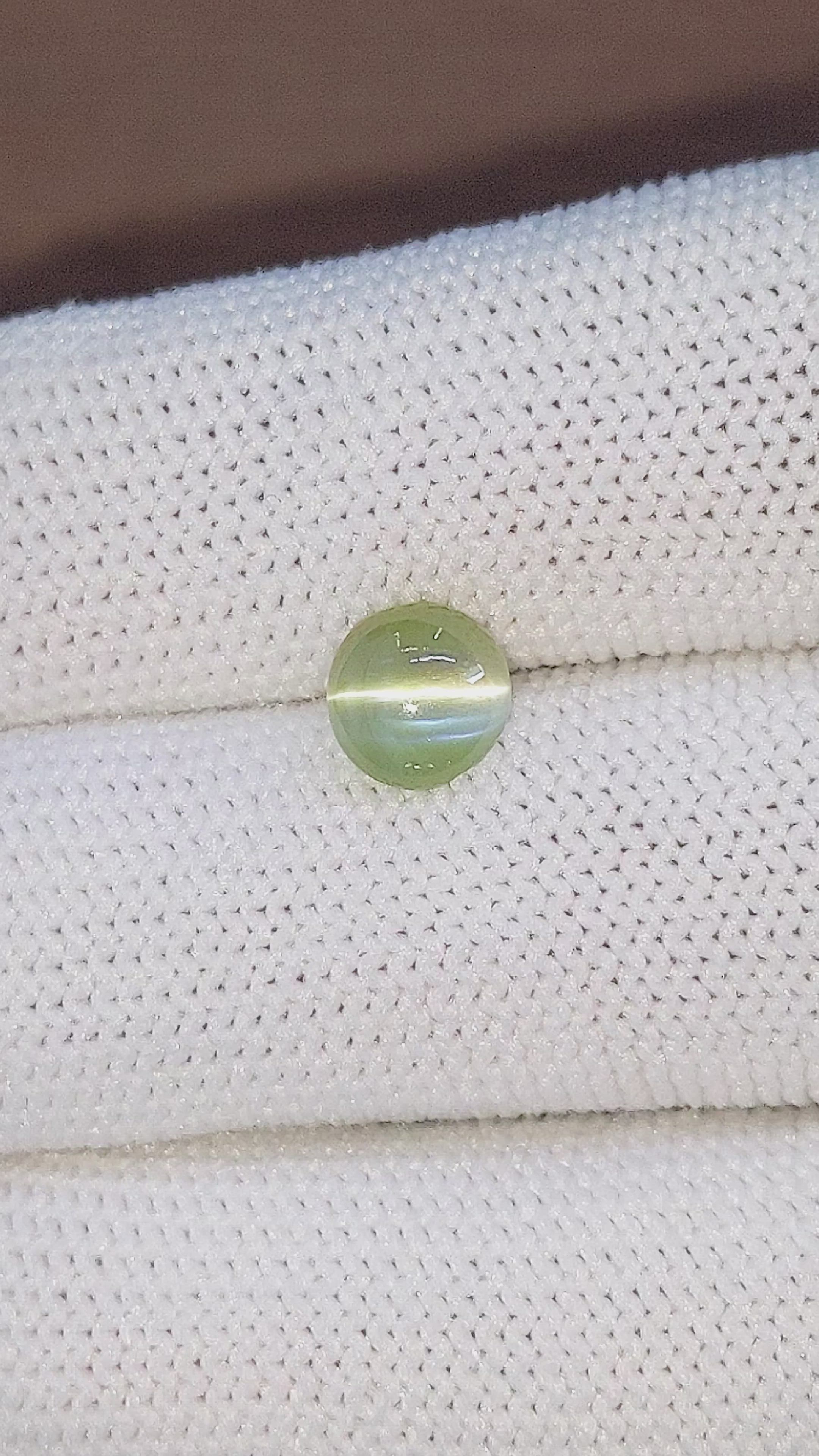 2.02 Ct. Green Cabochon Chrysoberyl from Ceylon (Sri Lanka) Size Video