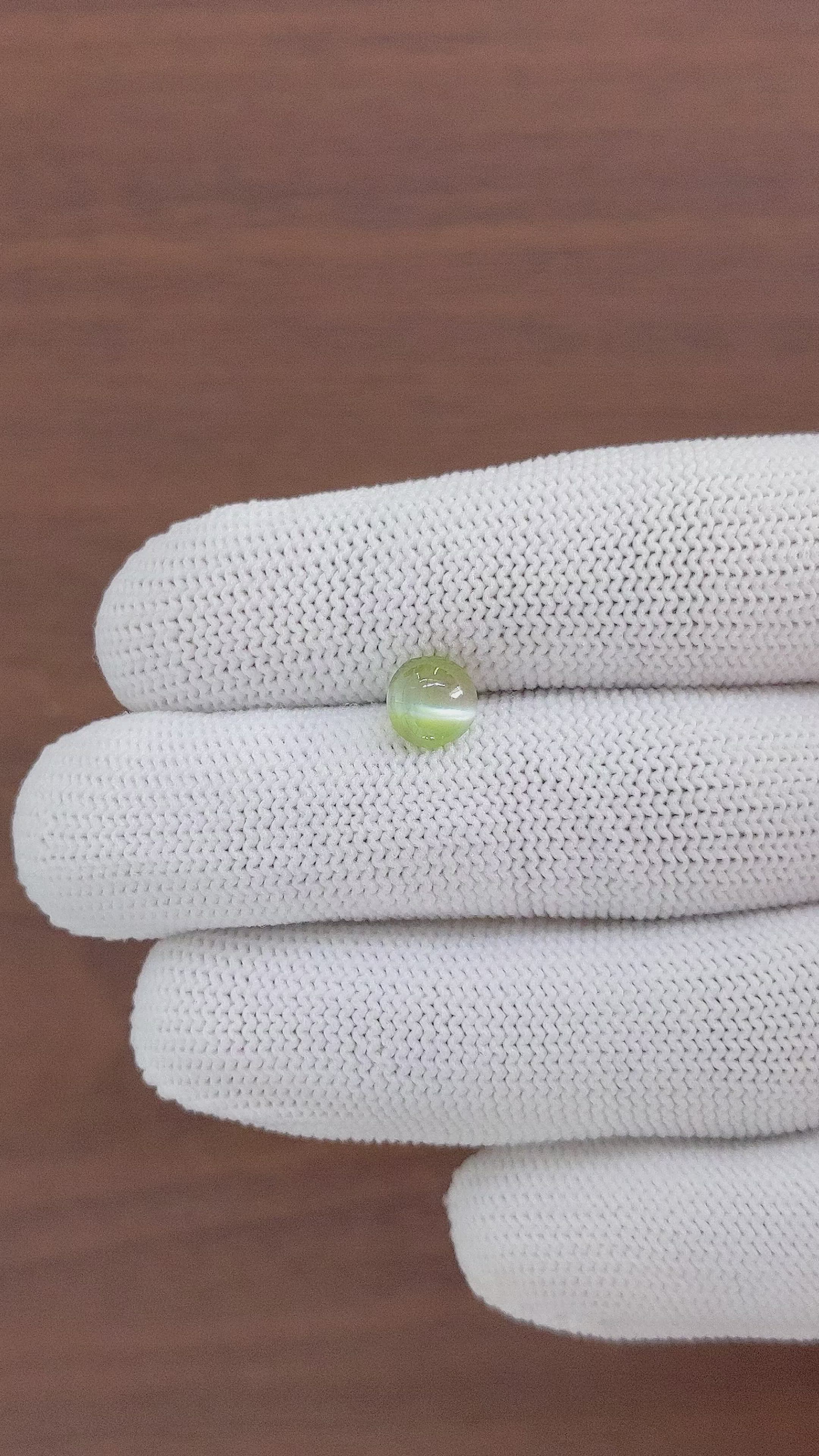 2.02 Ct. Green Cabochon Chrysoberyl from Ceylon (Sri Lanka) Size Video