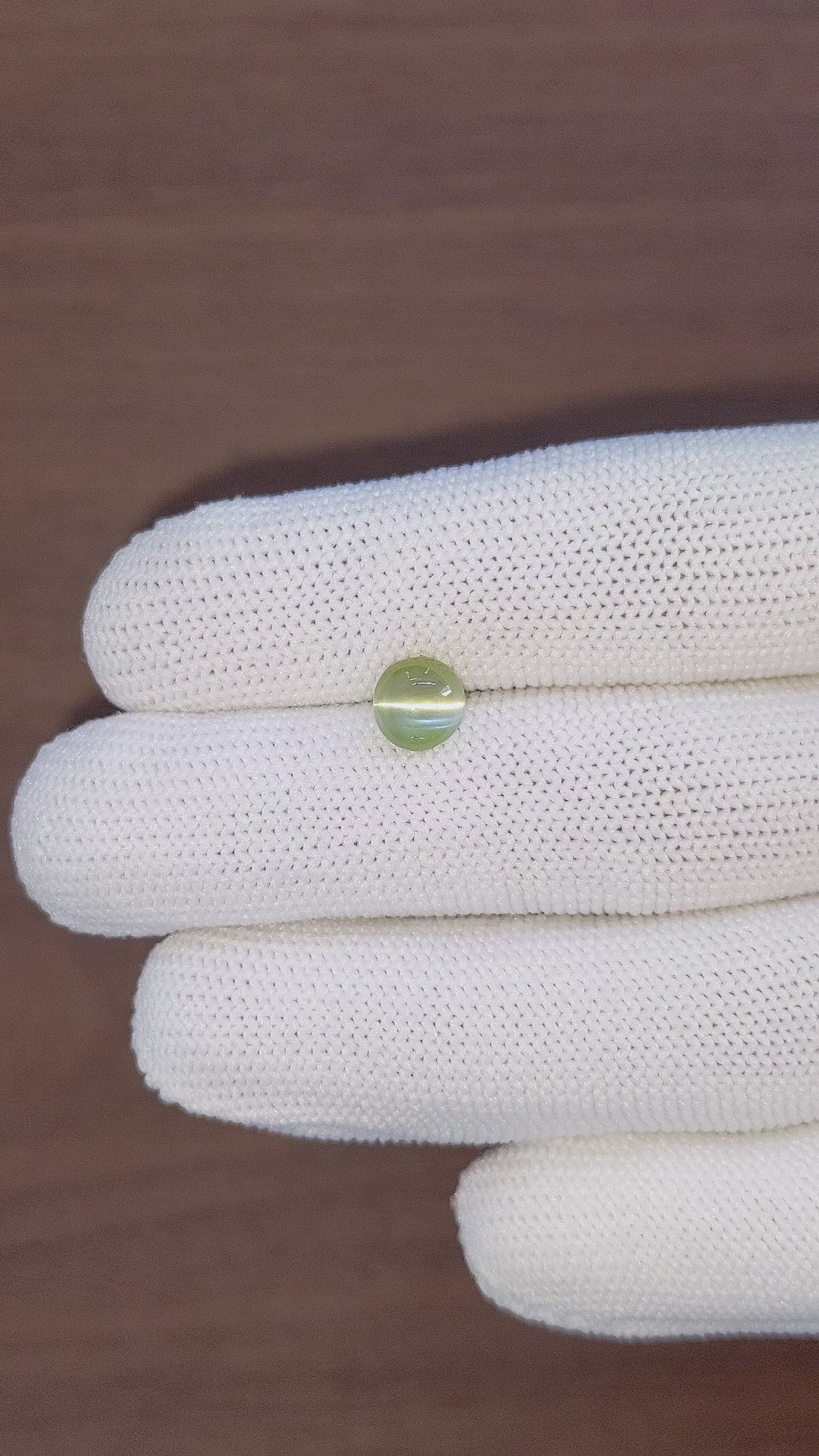 2.02 Ct. Green Cabochon Chrysoberyl from Ceylon (Sri Lanka) Size Video