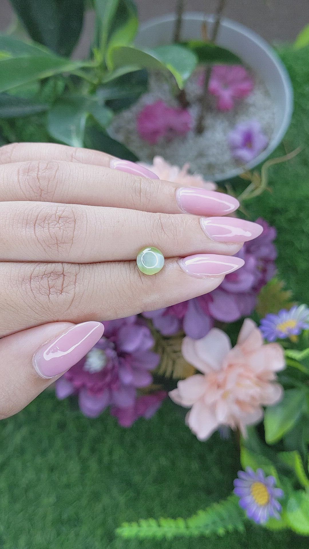 2.02 Ct. Green Cabochon Chrysoberyl from Ceylon (Sri Lanka) Size Video