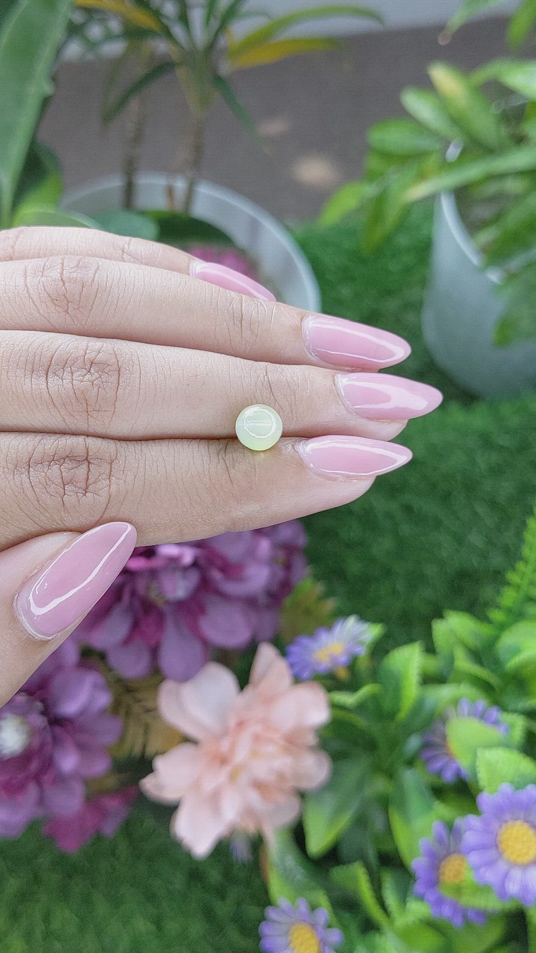 2.11 Ct. Greenish Yellow Cabochon Chrysoberyl from Madagascar Size Video