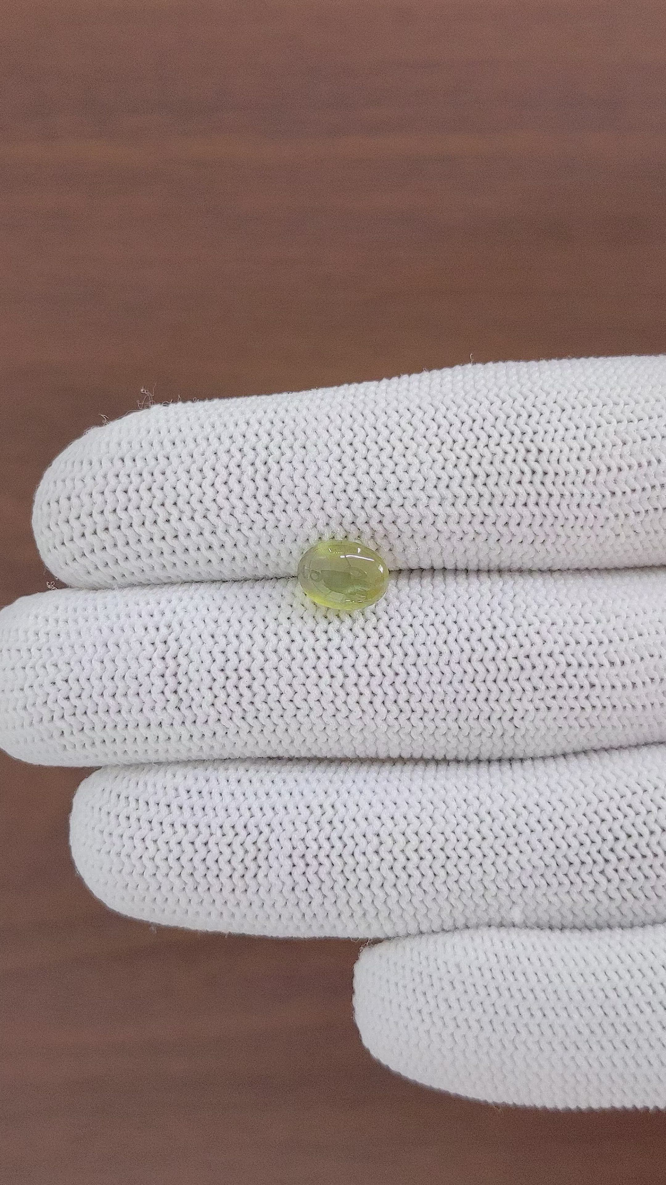 2.18 Ct. Greenish Yellow Cabochon Chrysoberyl from Ceylon (Sri Lanka) Size Video