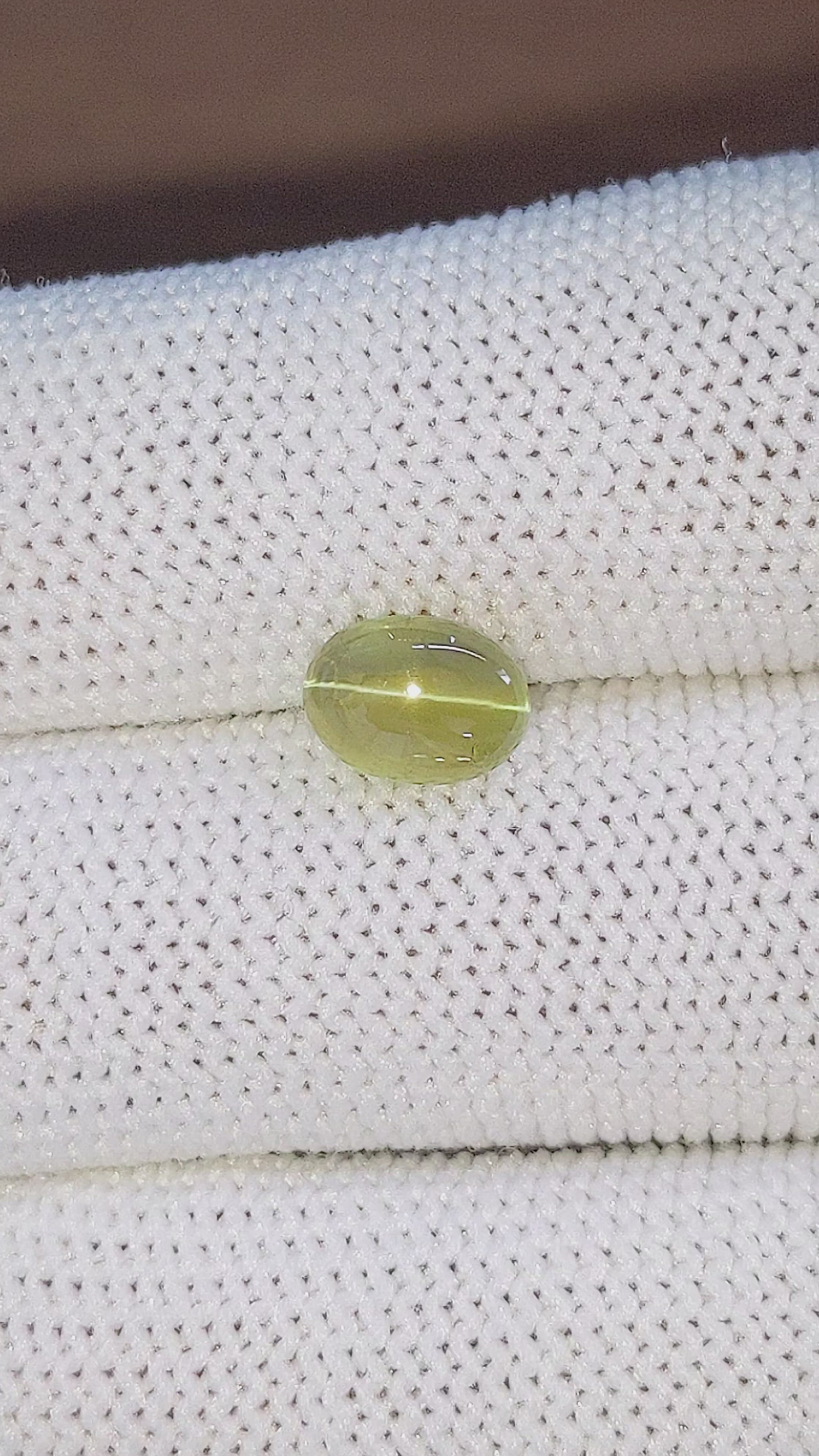 2.18 Ct. Greenish Yellow Cabochon Chrysoberyl from Ceylon (Sri Lanka) Size Video