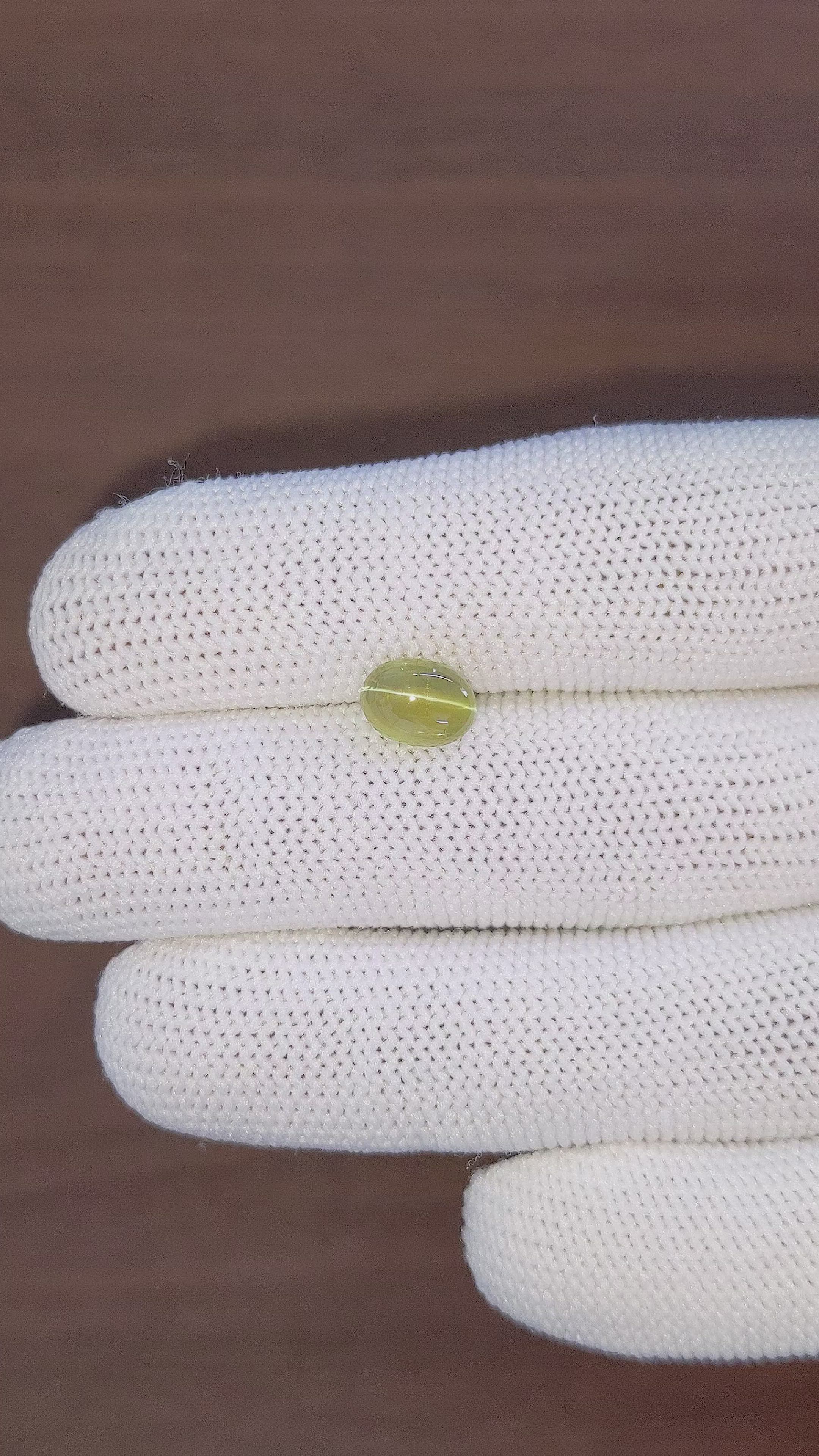 2.18 Ct. Greenish Yellow Cabochon Chrysoberyl from Ceylon (Sri Lanka) Size Video