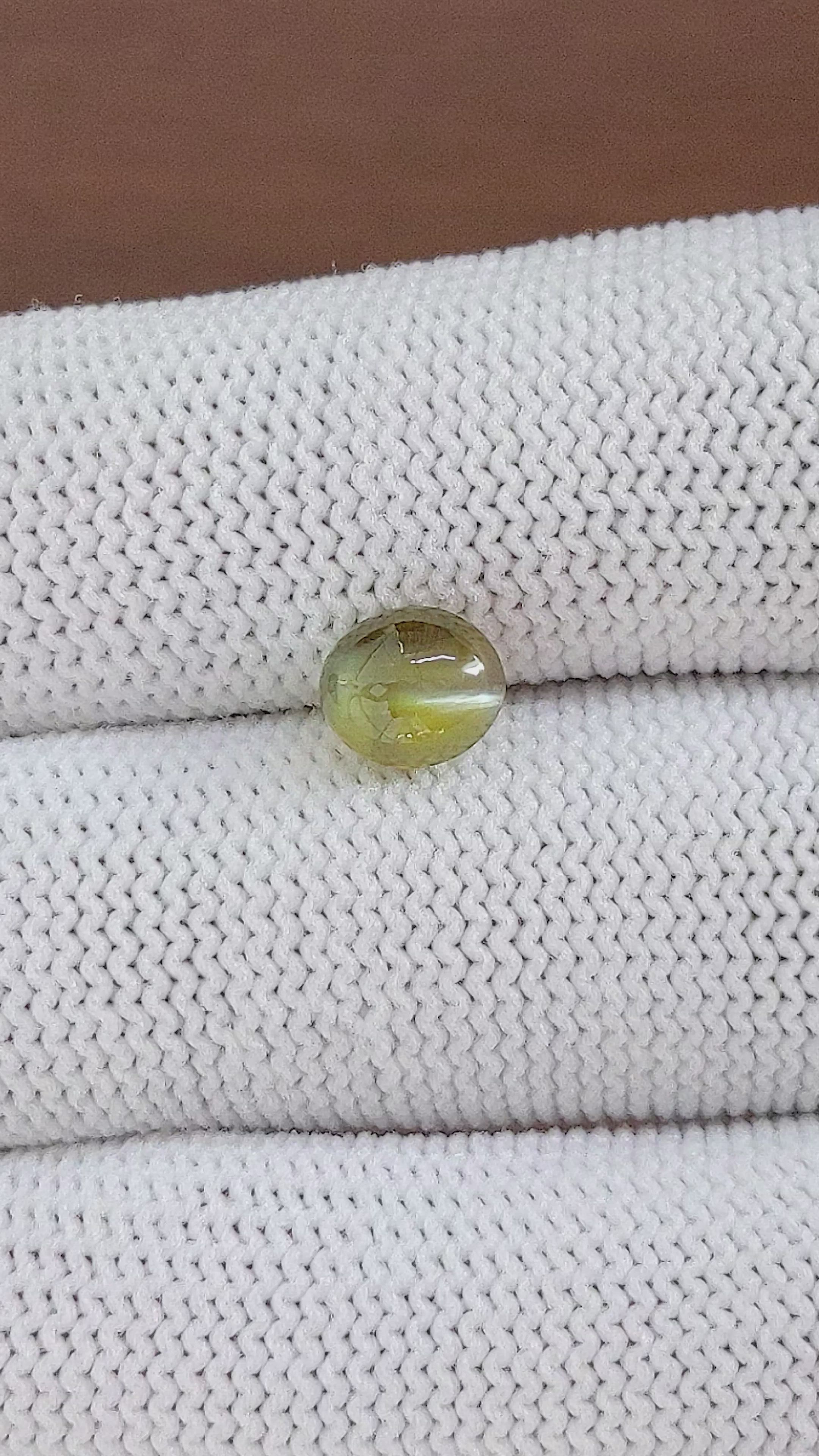 2.32 Ct. Brownish Green Cabochon Chrysoberyl from Madagascar Size Video