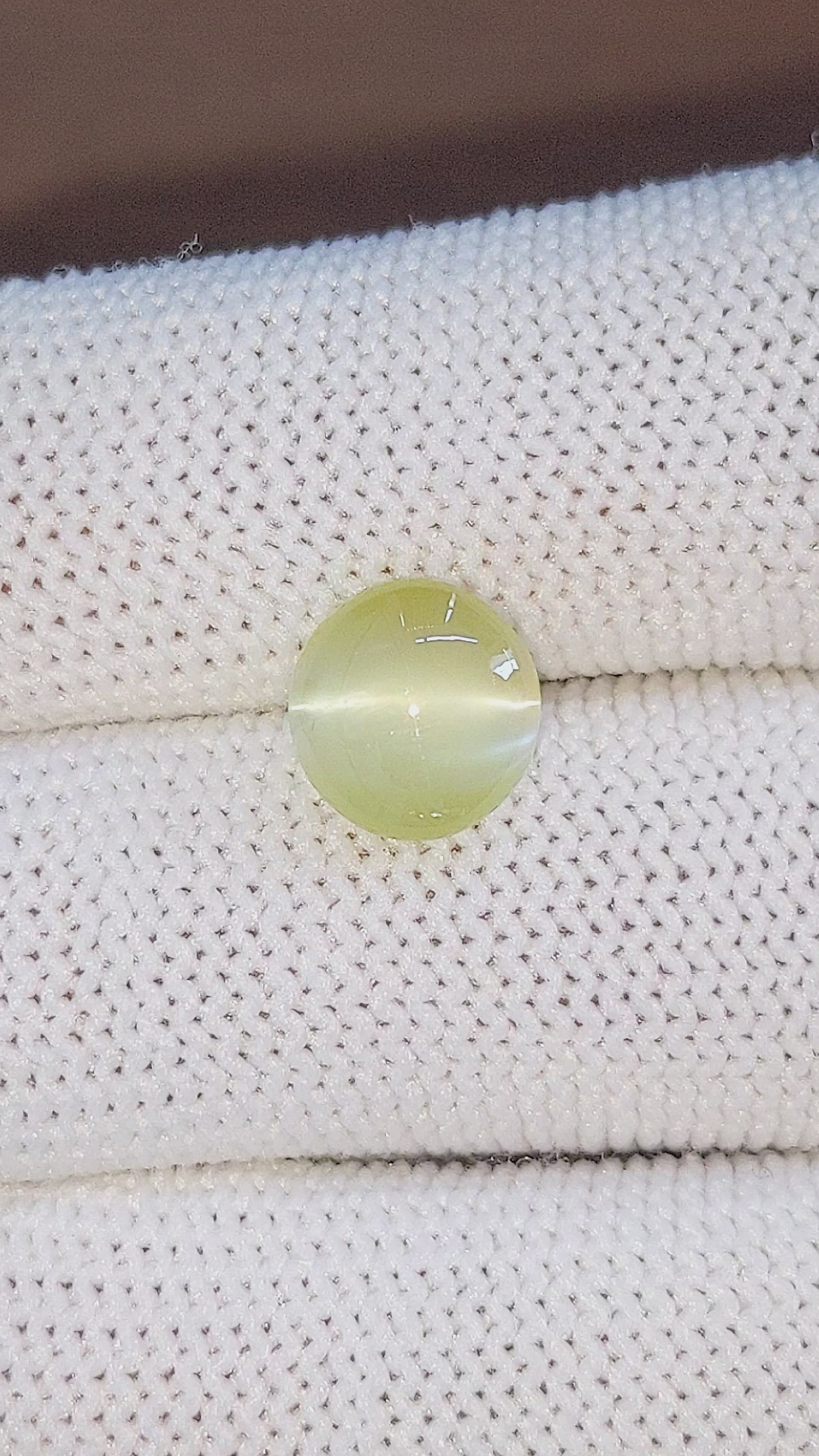 3.57 Ct. Greenish Yellow Cabochon Chrysoberyl from Ceylon (Sri Lanka) Size Video
