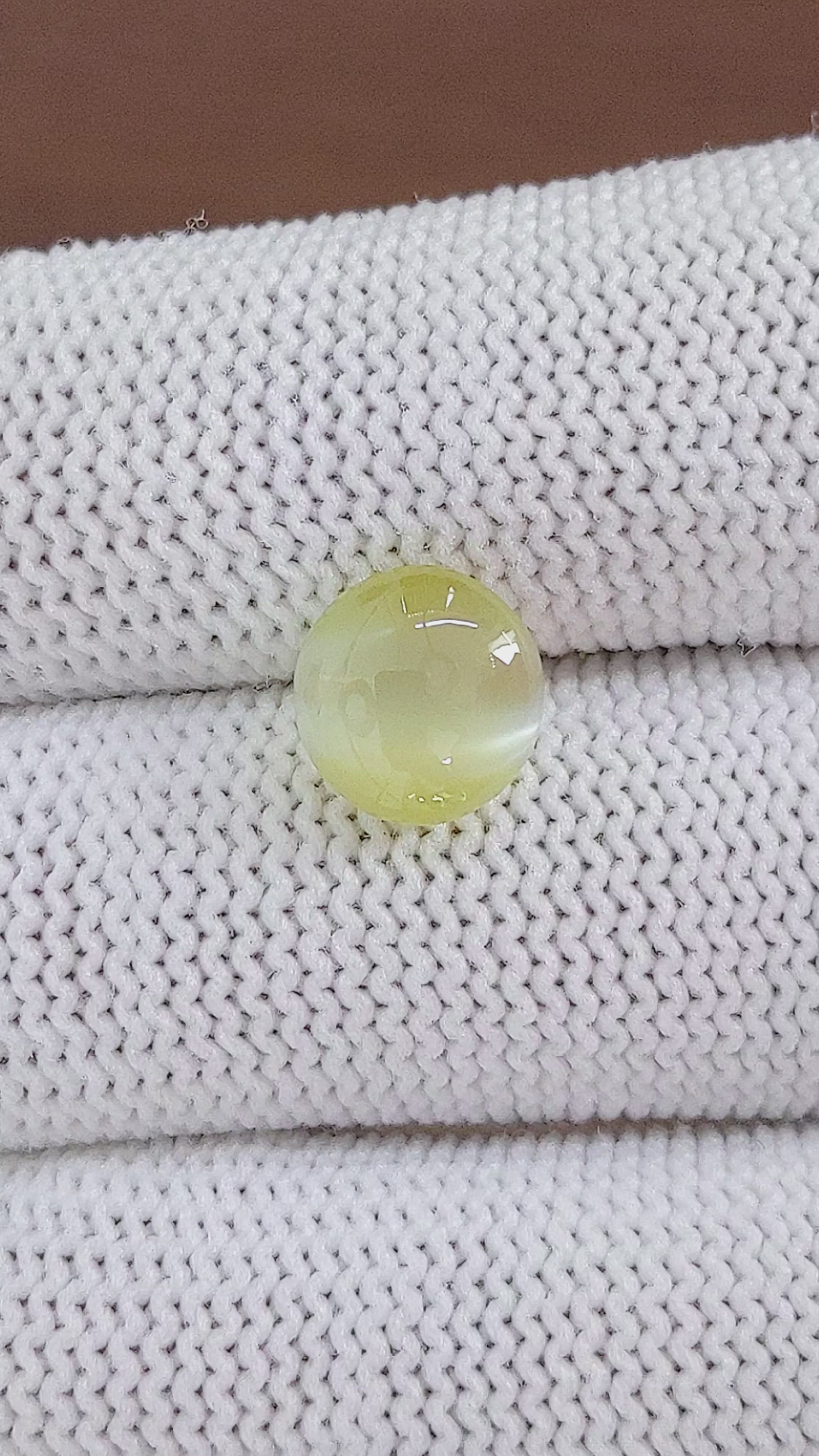 3.57 Ct. Greenish Yellow Cabochon Chrysoberyl from Ceylon (Sri Lanka) Size Video