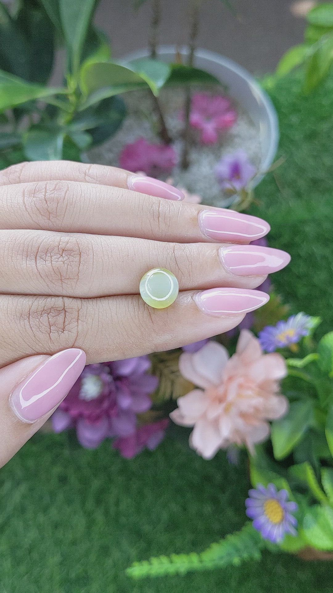 3.57 Ct. Greenish Yellow Cabochon Chrysoberyl from Ceylon (Sri Lanka) Size Video