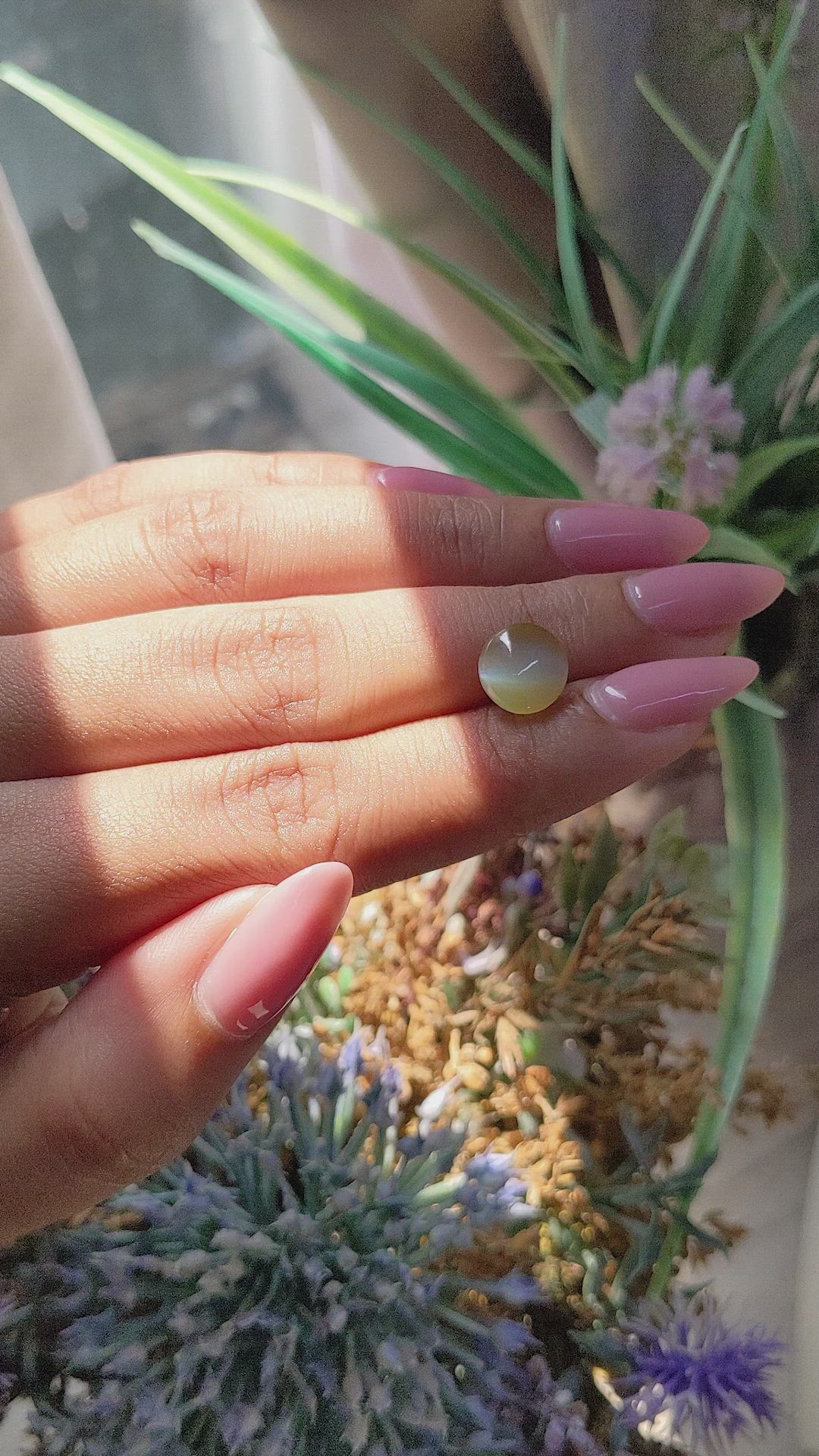 3.57 Ct. Greenish Yellow Cabochon Chrysoberyl from Ceylon (Sri Lanka) Size Video