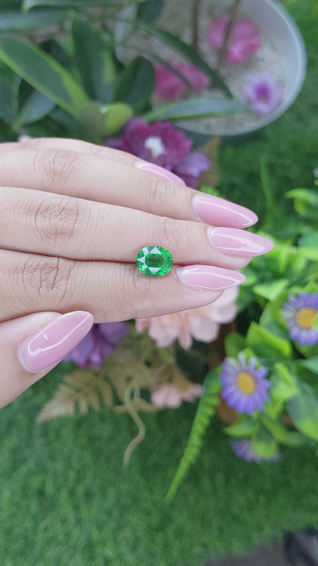 2.54 Ct. Tsavorite Garnet from Tanzania Size Video