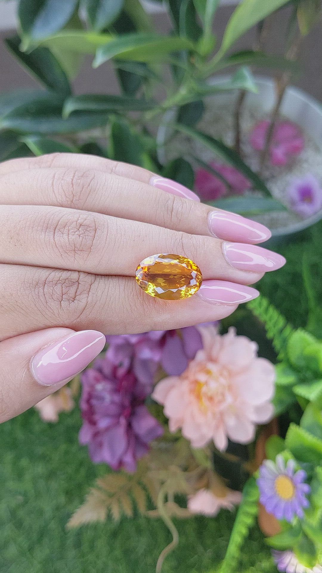 8.46 Ct. Yellowish Orange Citrine from Ceylon (Sri Lanka) Size Video