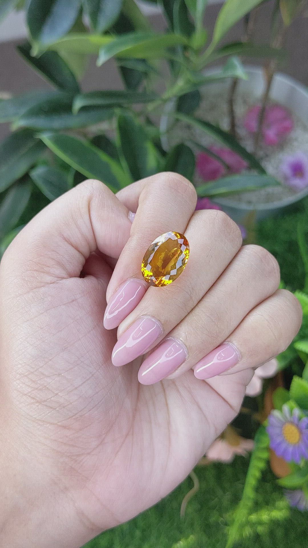 8.46 Ct. Yellowish Orange Citrine from Ceylon (Sri Lanka) Size Video