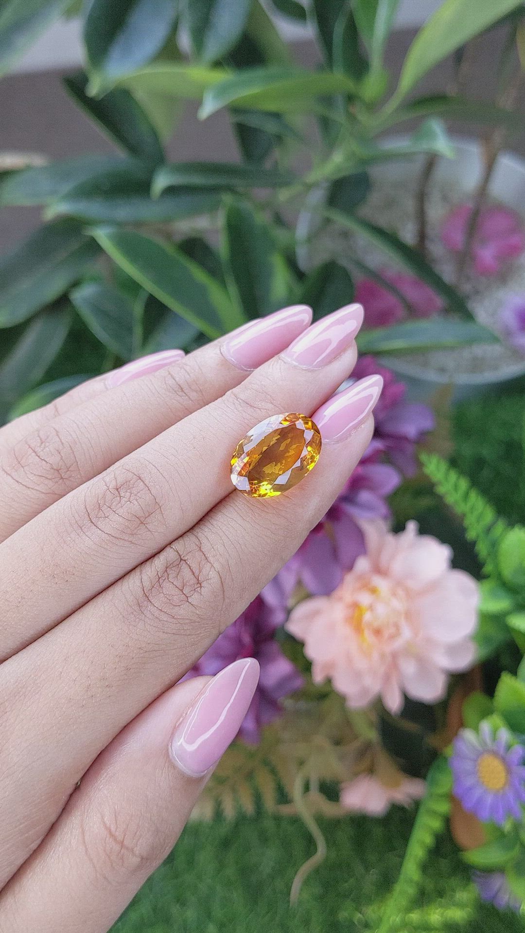 8.46 Ct. Yellowish Orange Citrine from Ceylon (Sri Lanka) Size Video