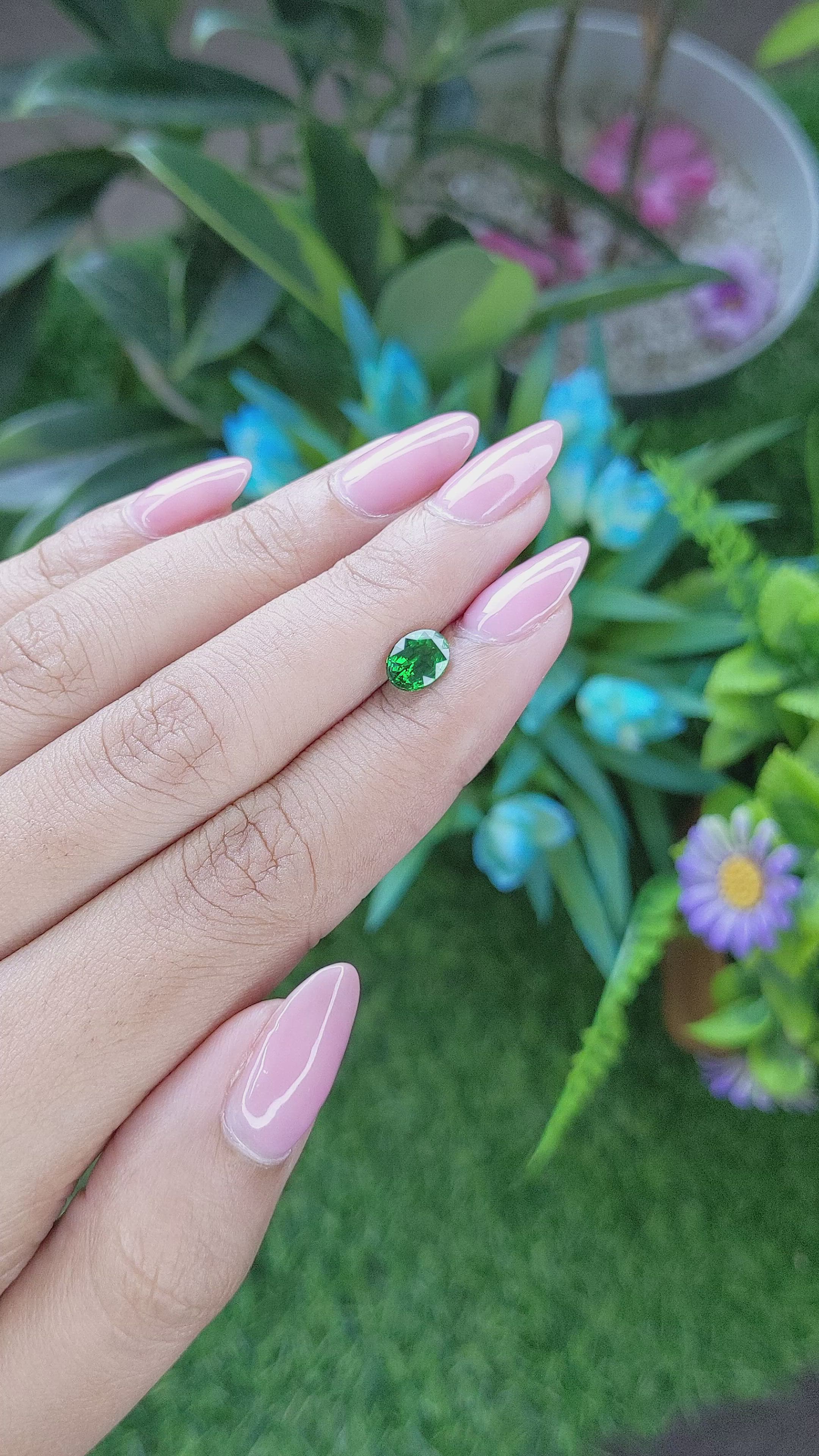 1.04 Ct. Tsavorite Garnet from Tanzania Size Video