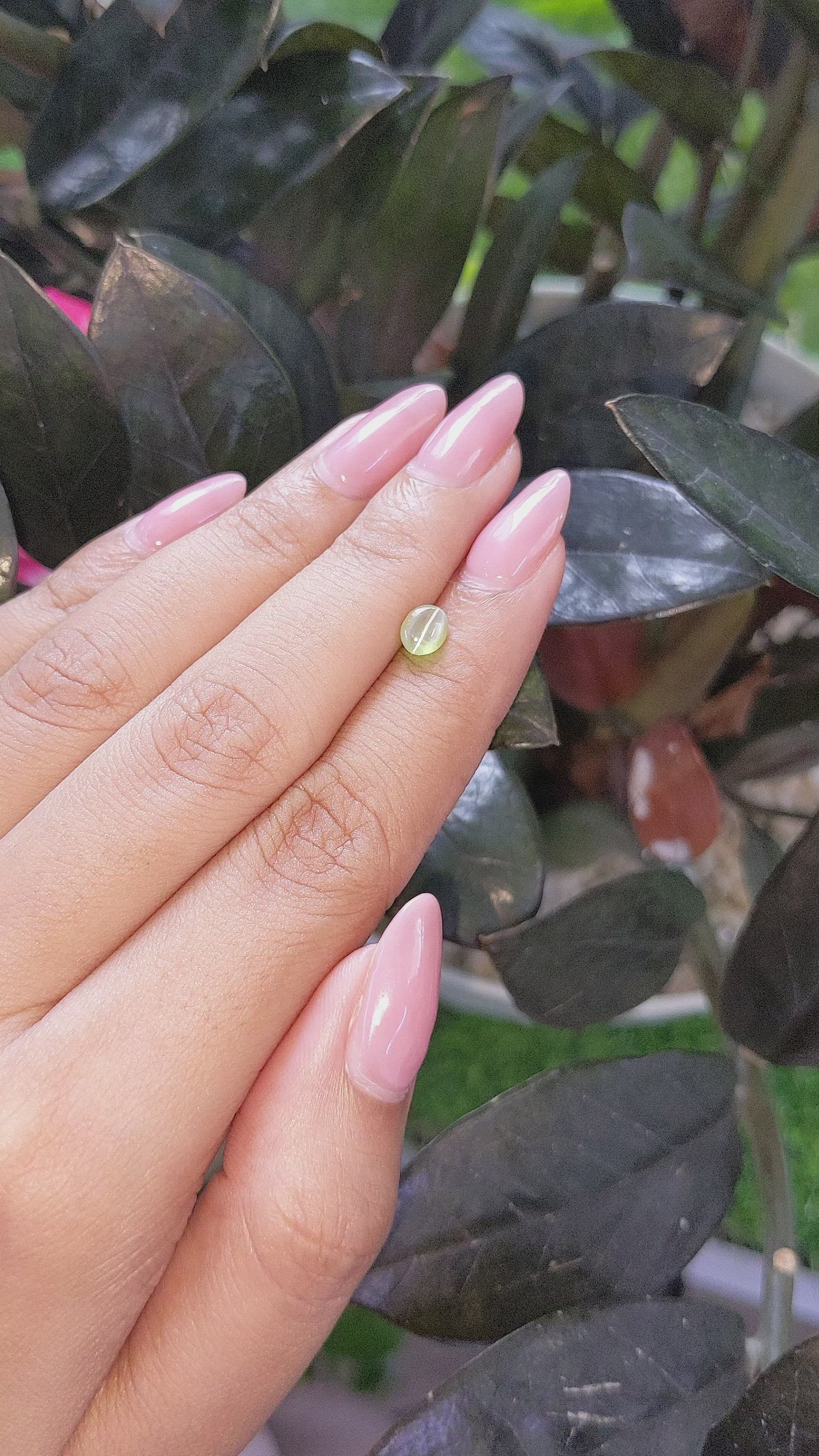 0.67 Ct. Green Cabochon Chrysoberyl from Tanzania Size Video