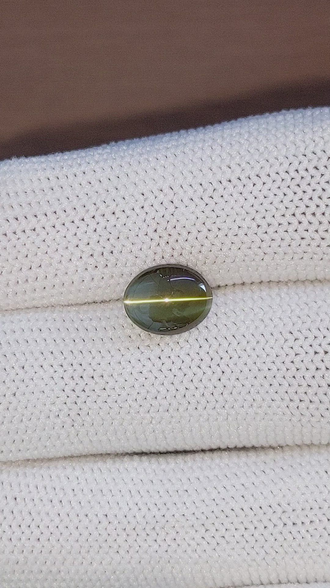 3.53 Ct. Brownish Green Cabochon Chrysoberyl from Tanzania Size Video