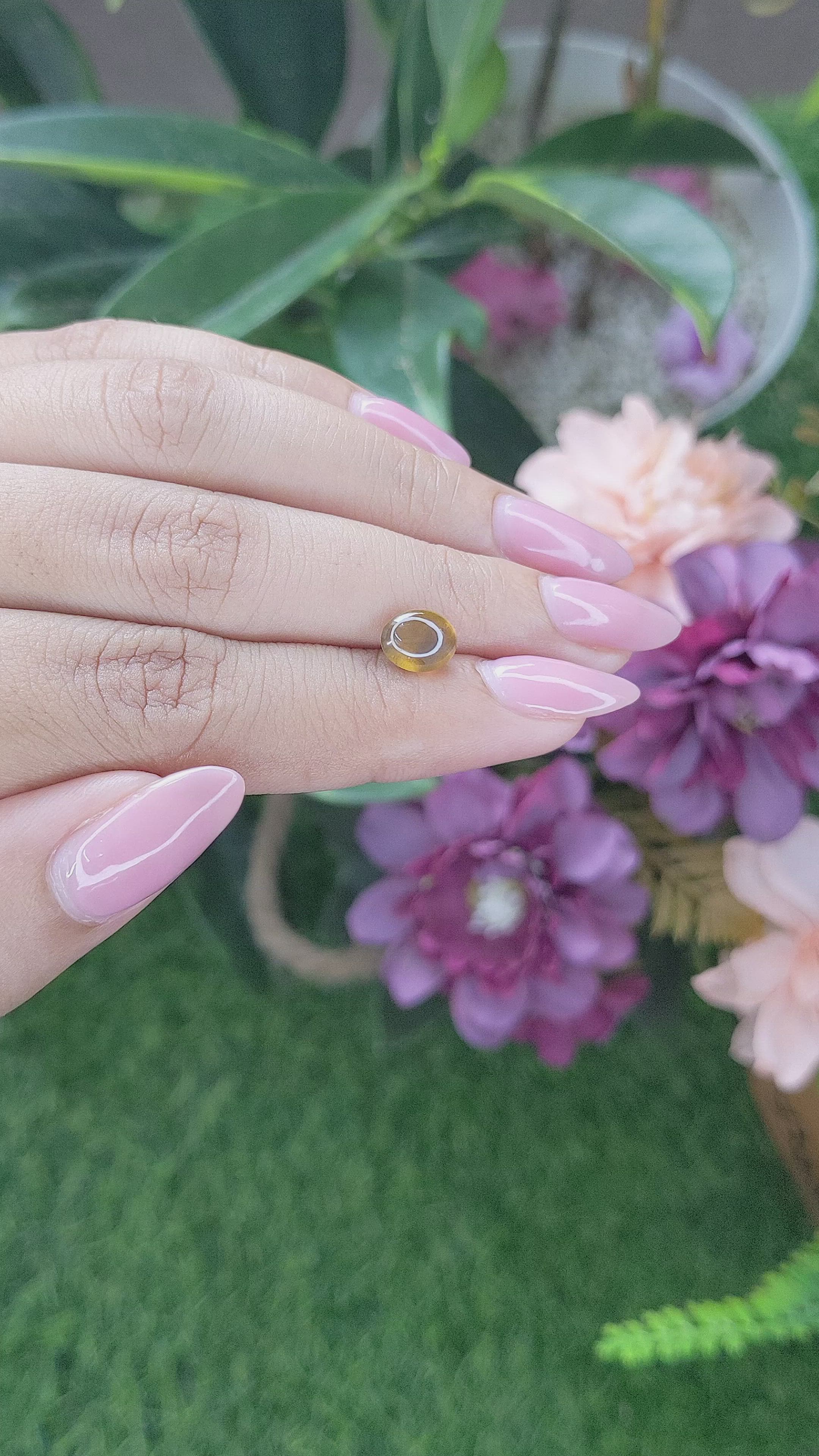 2.05 Ct. Brownish Yellow Cabochon Chrysoberyl from Tanzania Size Video