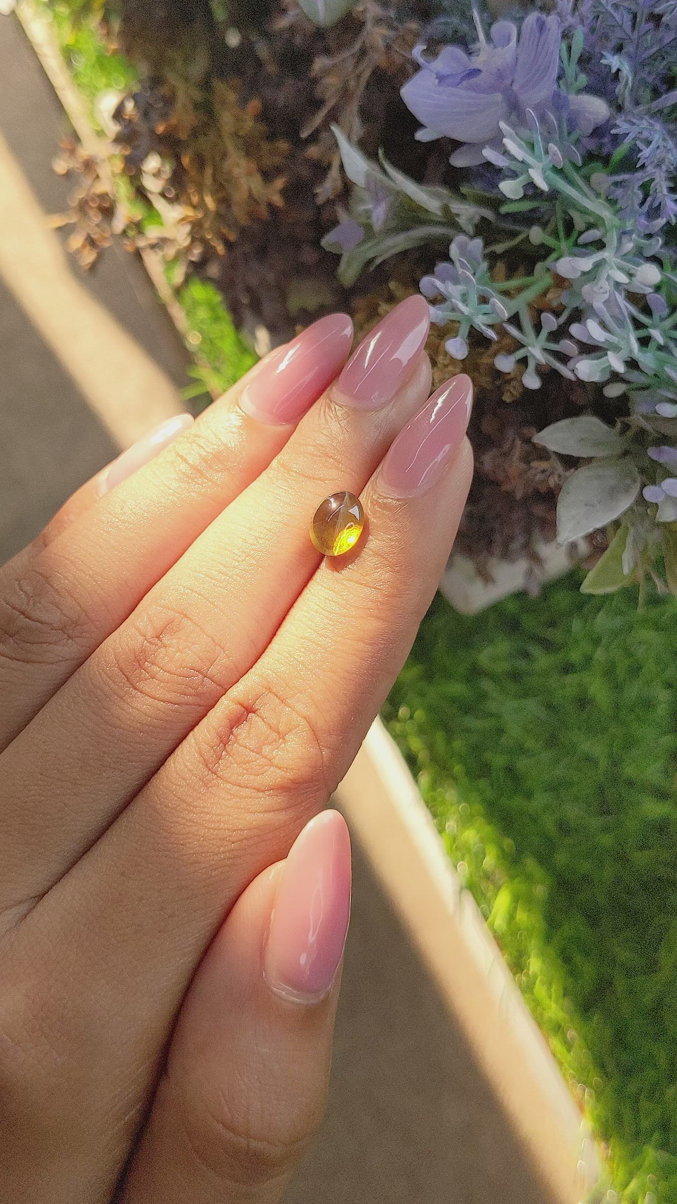 2.05 Ct. Brownish Yellow Cabochon Chrysoberyl from Tanzania Size Video