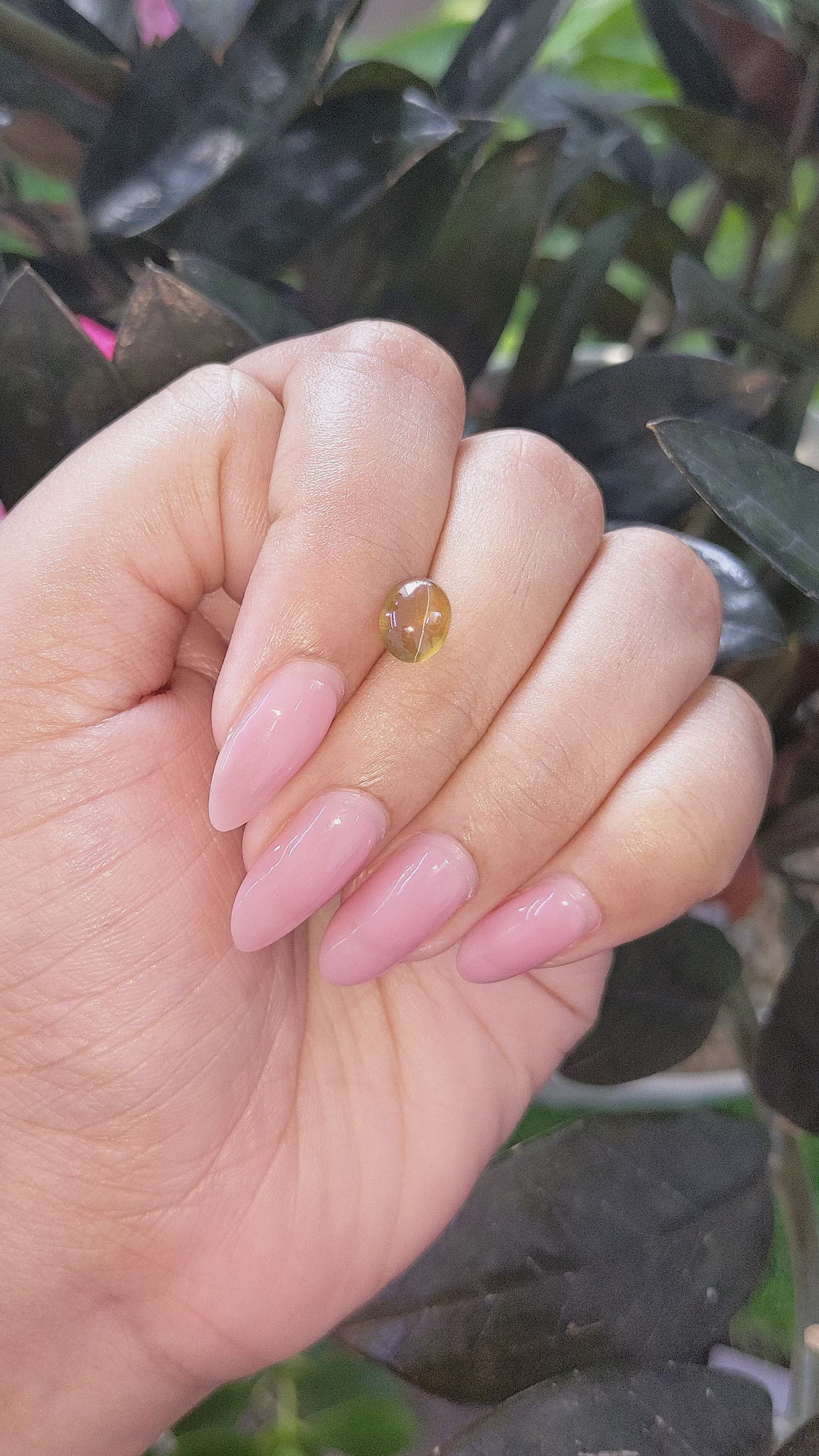 2.05 Ct. Brownish Yellow Cabochon Chrysoberyl from Tanzania Size Video