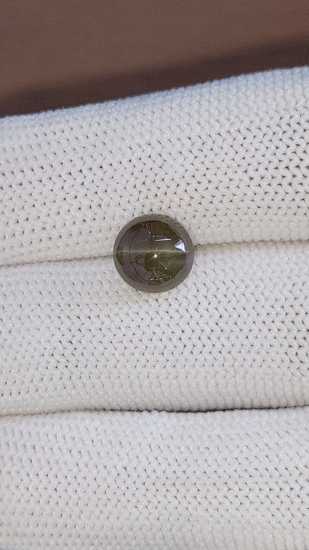 3.06 Ct. Greenish Brown Cabochon Chrysoberyl from Tanzania Size Video