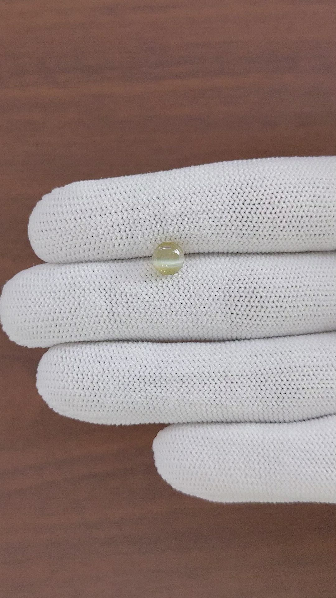2.13 Ct. Greenish Yellow Cabochon Chrysoberyl from Tanzania Size Video