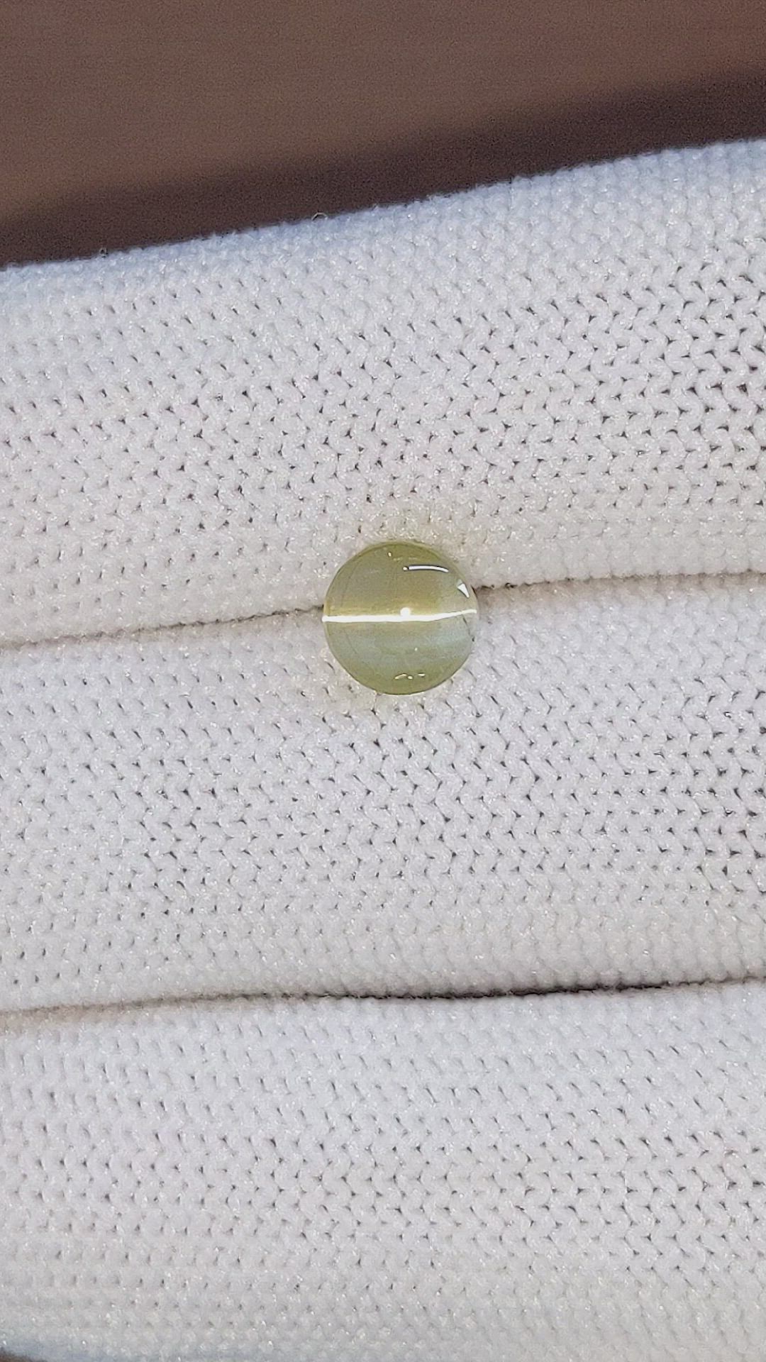 2.13 Ct. Greenish Yellow Cabochon Chrysoberyl from Tanzania Size Video