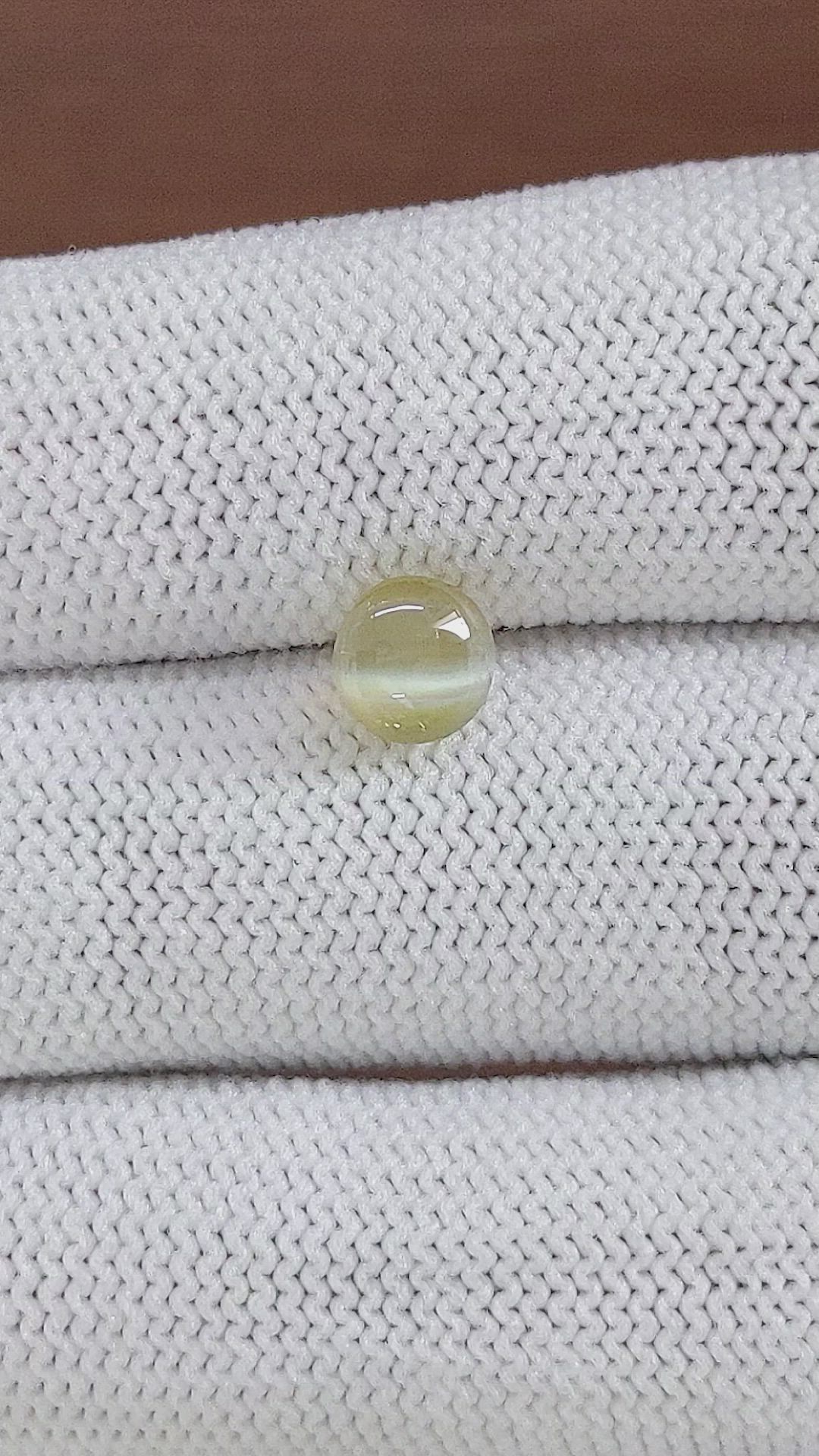 2.13 Ct. Greenish Yellow Cabochon Chrysoberyl from Tanzania Size Video