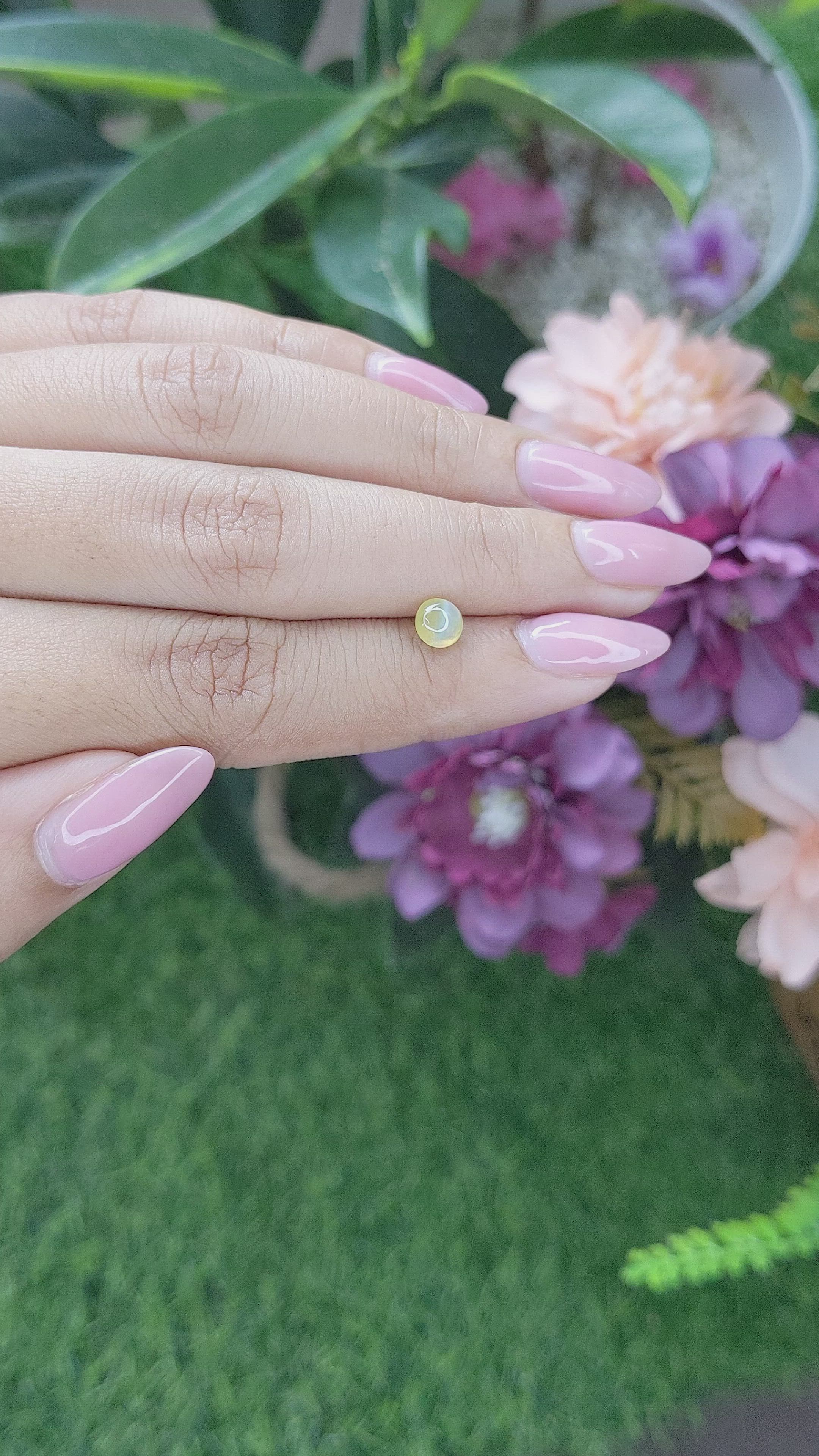 0.92 Ct. Greenish Yellow Cabochon Chrysoberyl from Tanzania Size Video