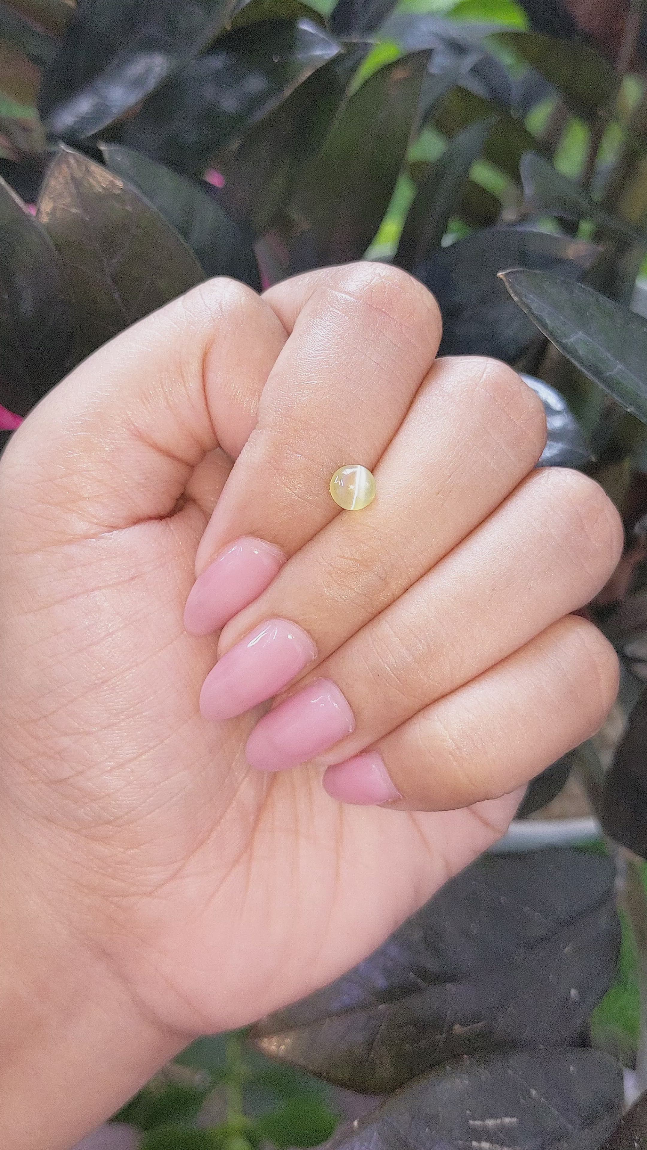 0.92 Ct. Greenish Yellow Cabochon Chrysoberyl from Tanzania Size Video