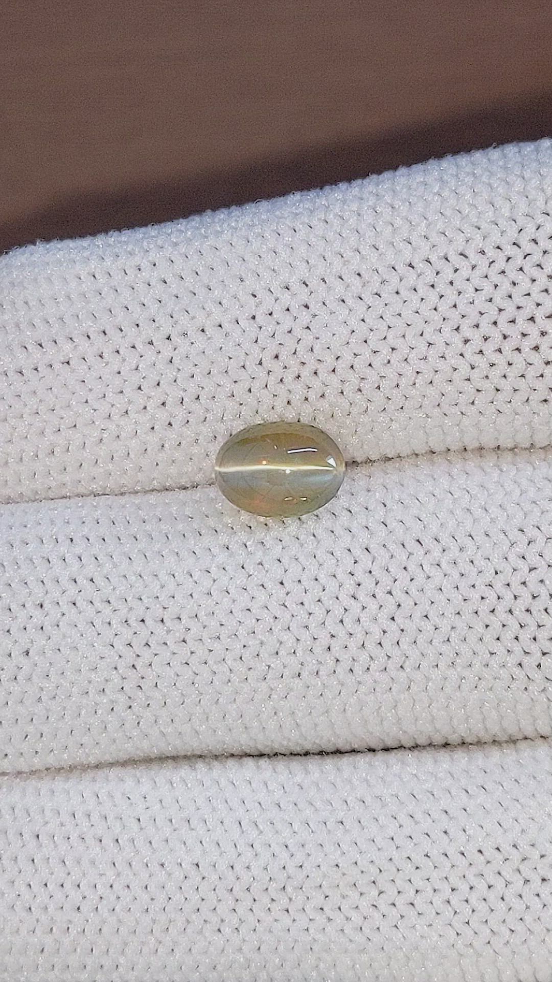 2.14 Ct. Yellowish Green Cabochon Chrysoberyl from Tanzania Size Video