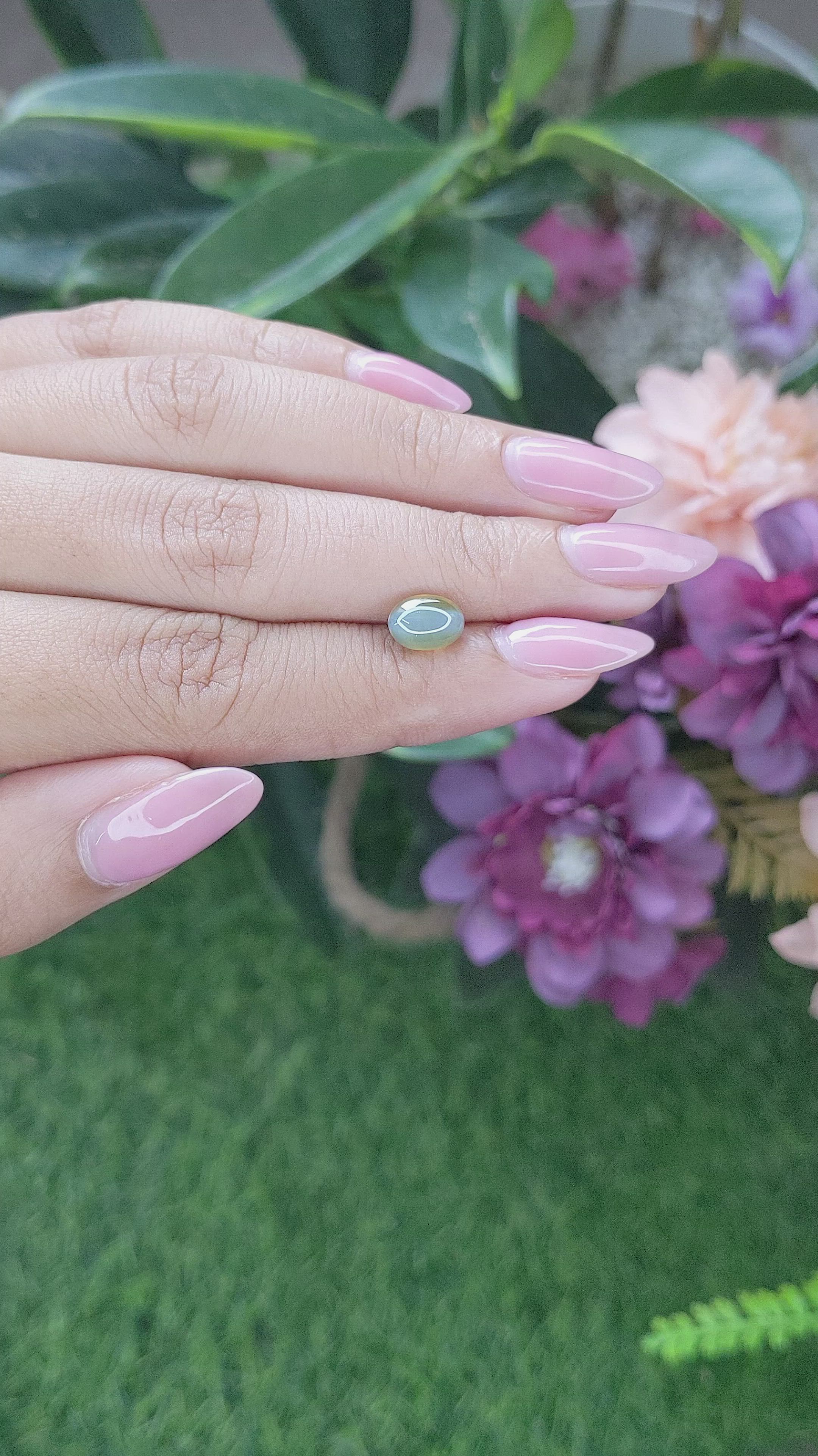 2.14 Ct. Yellowish Green Cabochon Chrysoberyl from Tanzania Size Video