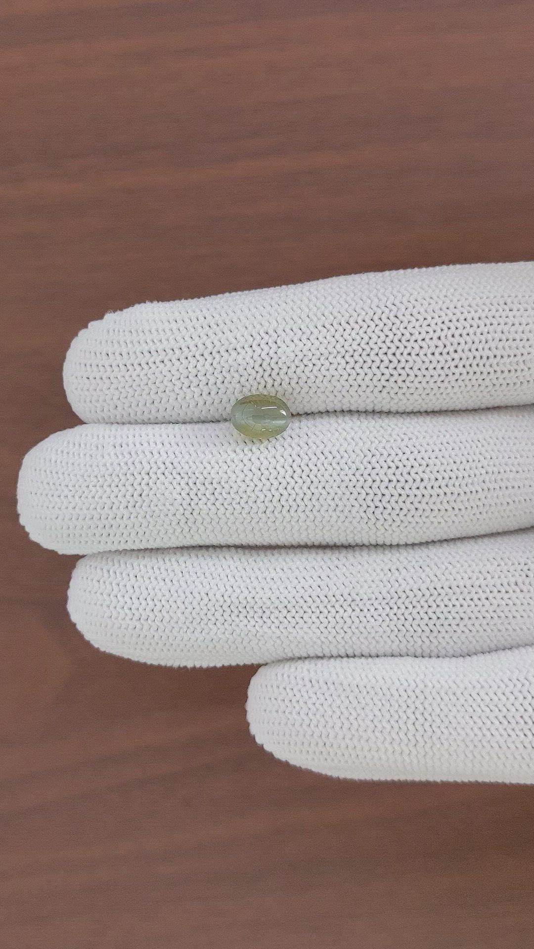 2.14 Ct. Yellowish Green Cabochon Chrysoberyl from Tanzania Size Video