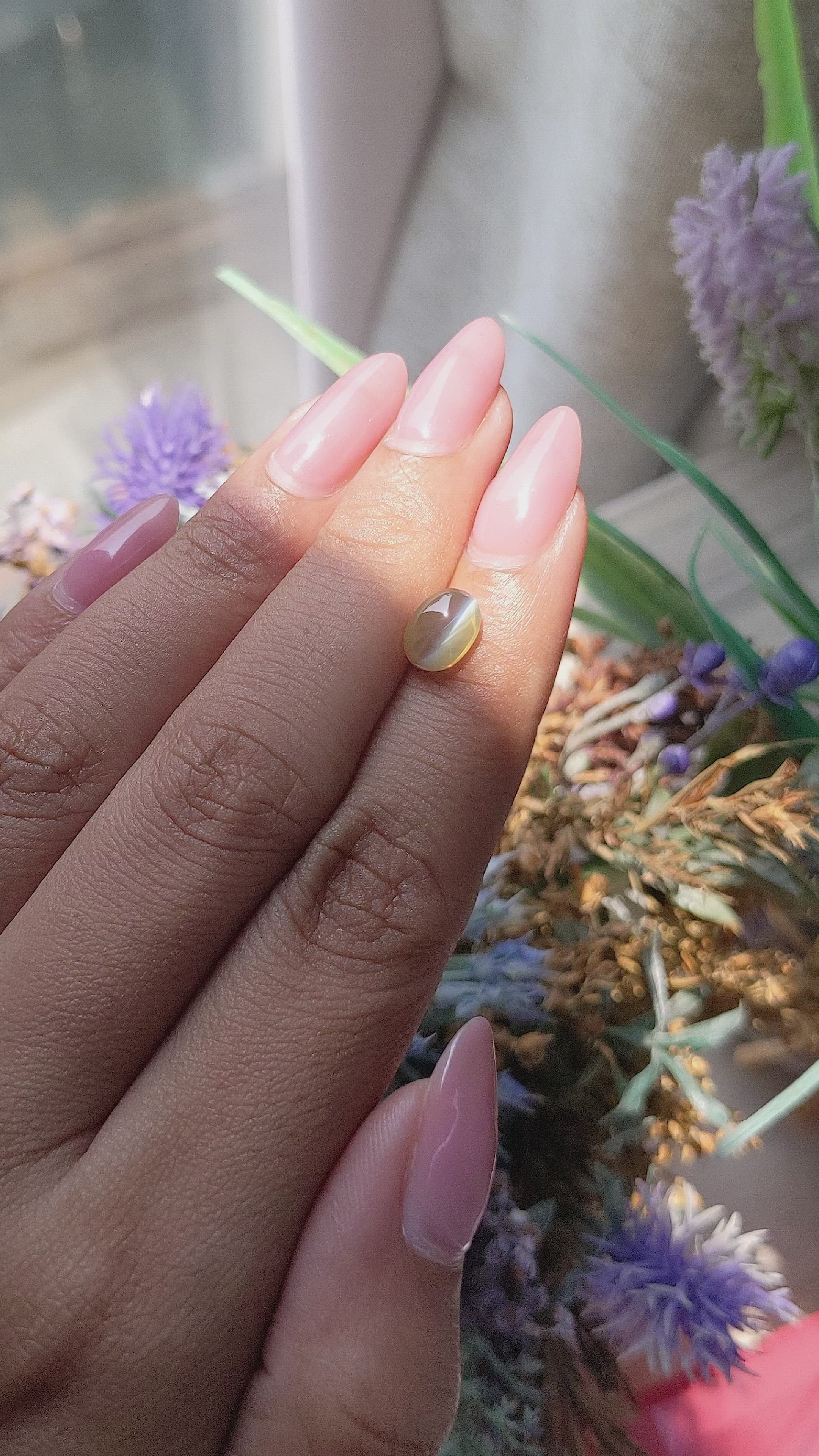 2.14 Ct. Yellowish Green Cabochon Chrysoberyl from Tanzania Size Video