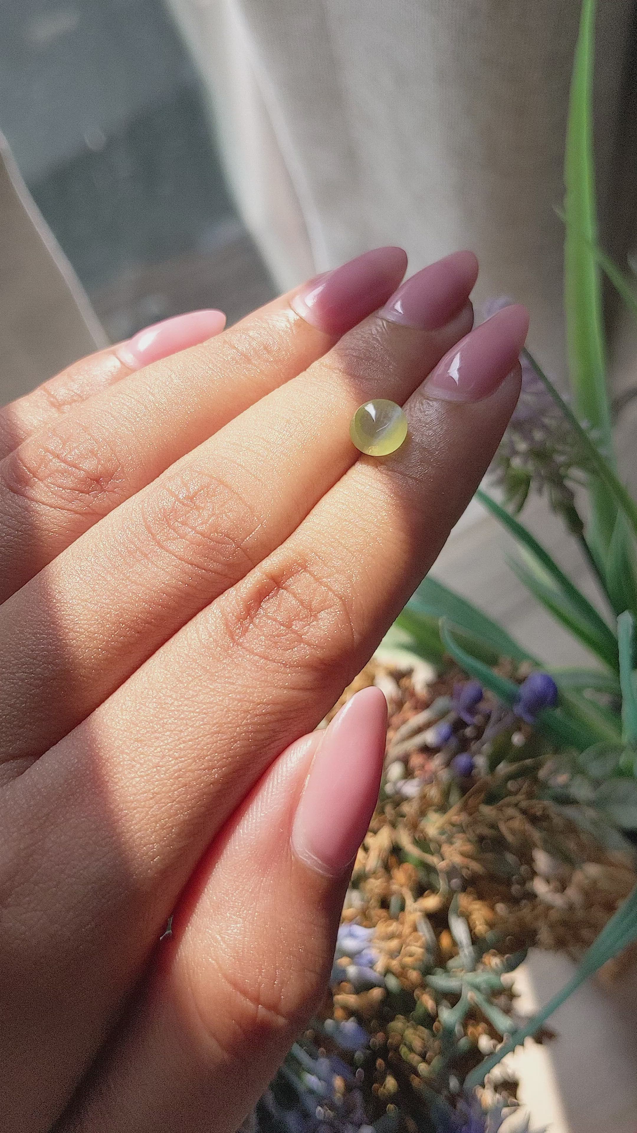 1.76 Ct. Yellowish Green Cabochon Chrysoberyl from Tanzania Size Video