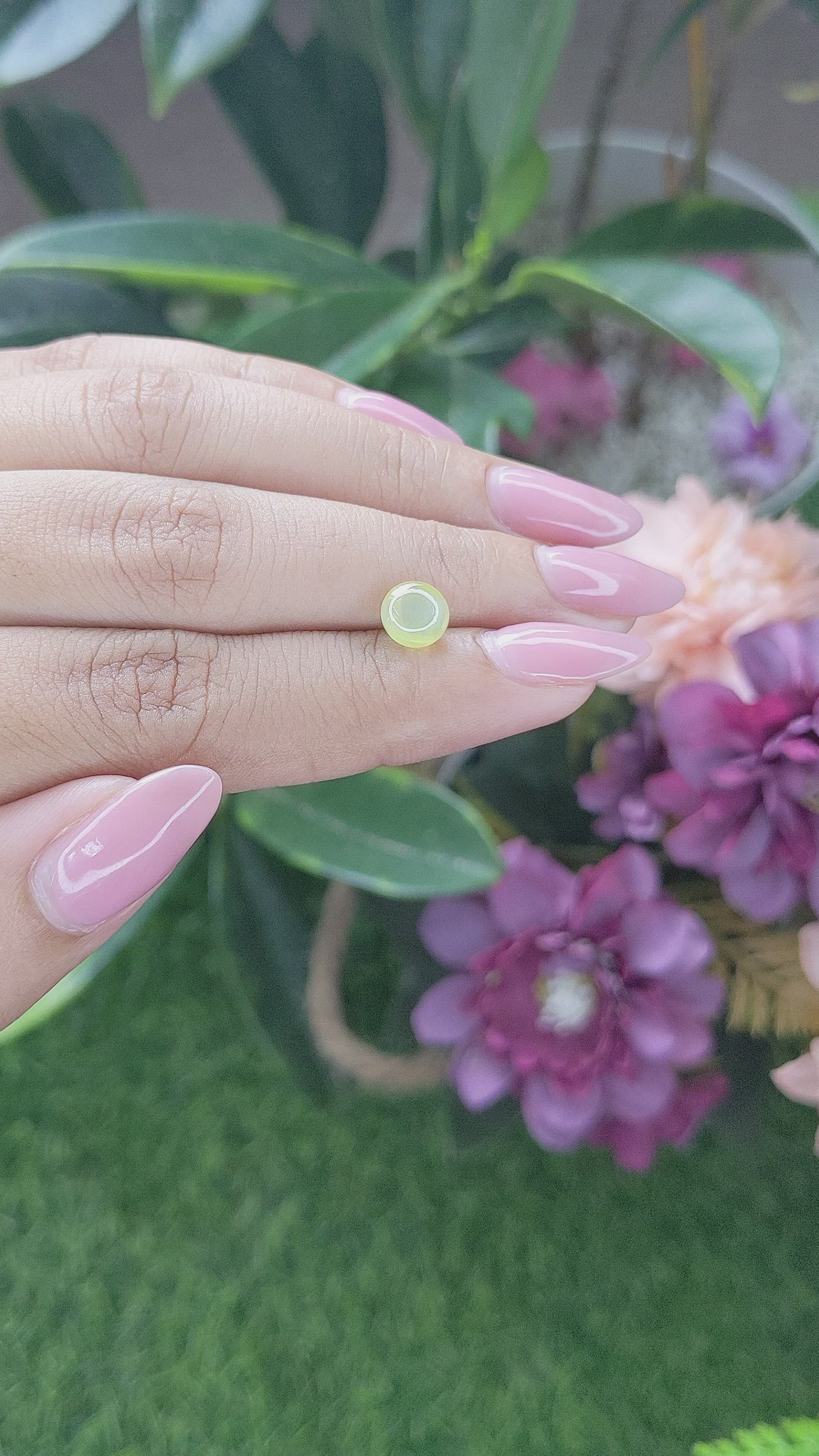 1.76 Ct. Yellowish Green Cabochon Chrysoberyl from Tanzania Size Video