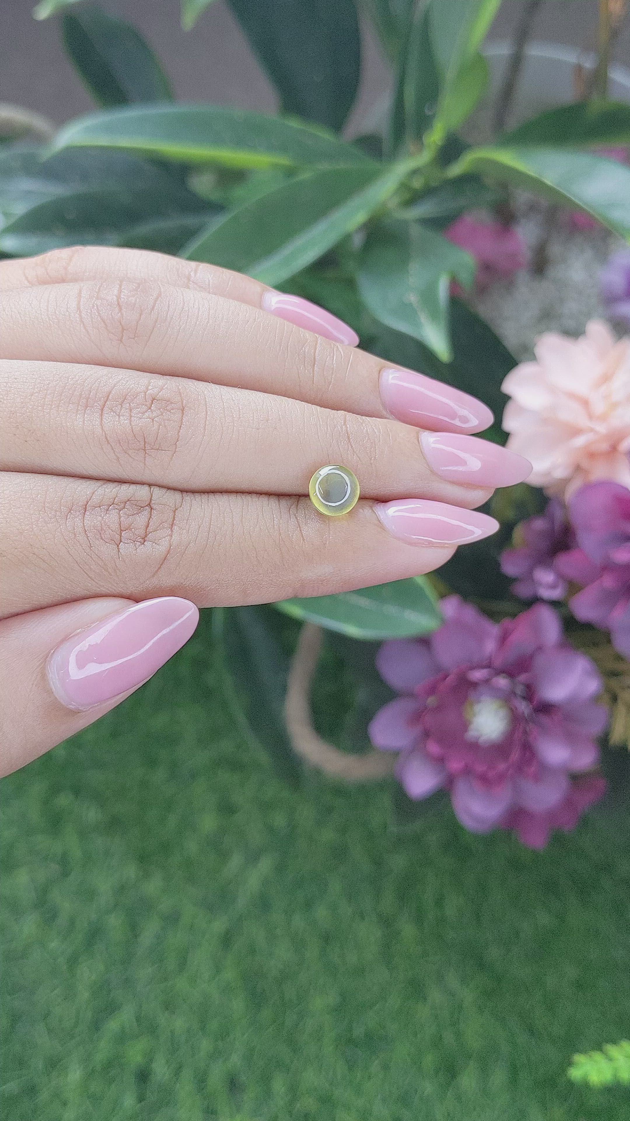 1.93 Ct. Yellowish Green Cabochon Chrysoberyl from Tanzania Size Video