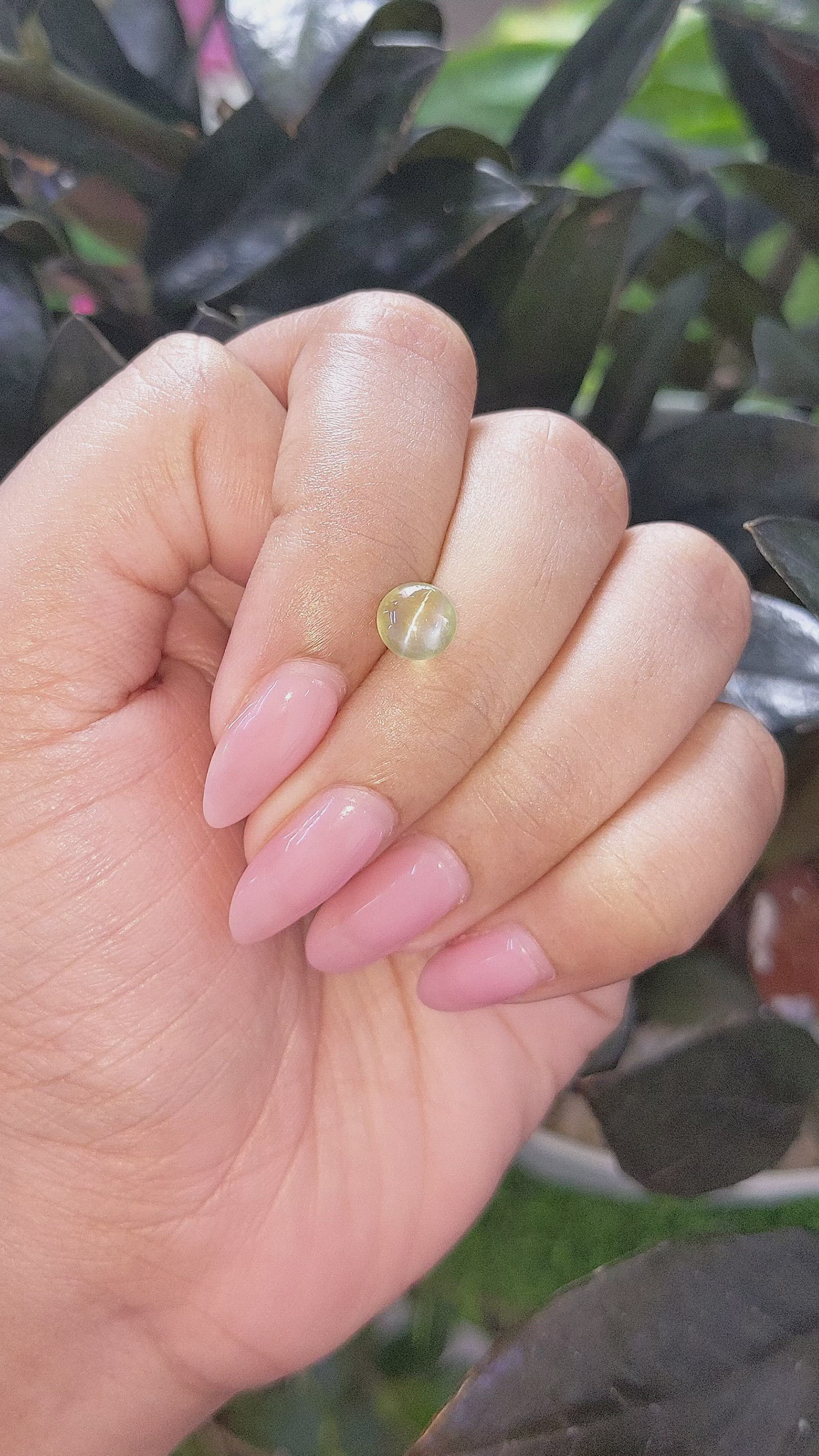 1.93 Ct. Yellowish Green Cabochon Chrysoberyl from Tanzania Size Video