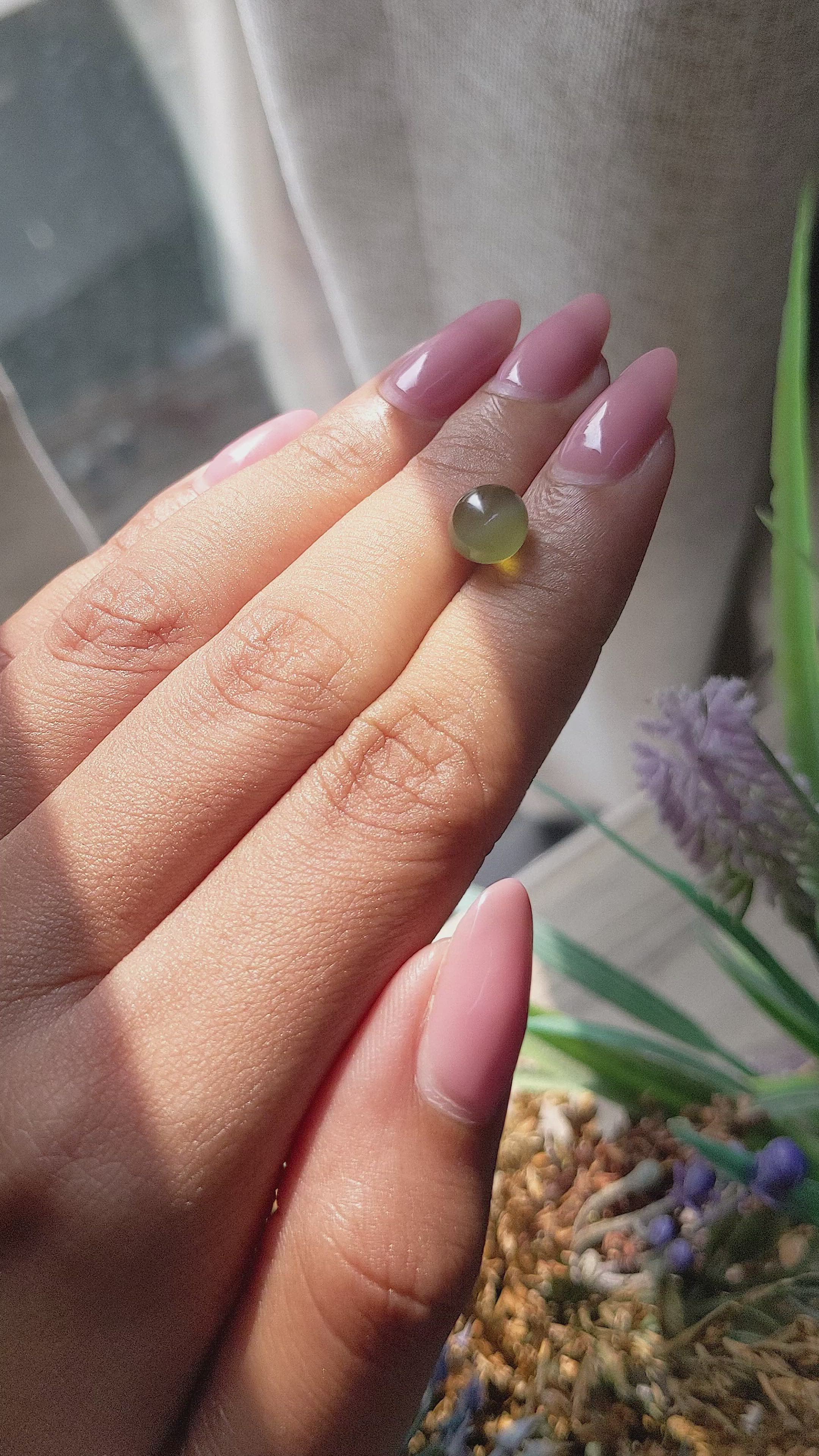 3.62 Ct. Yellowish Green Cabochon Chrysoberyl from Tanzania Size Video