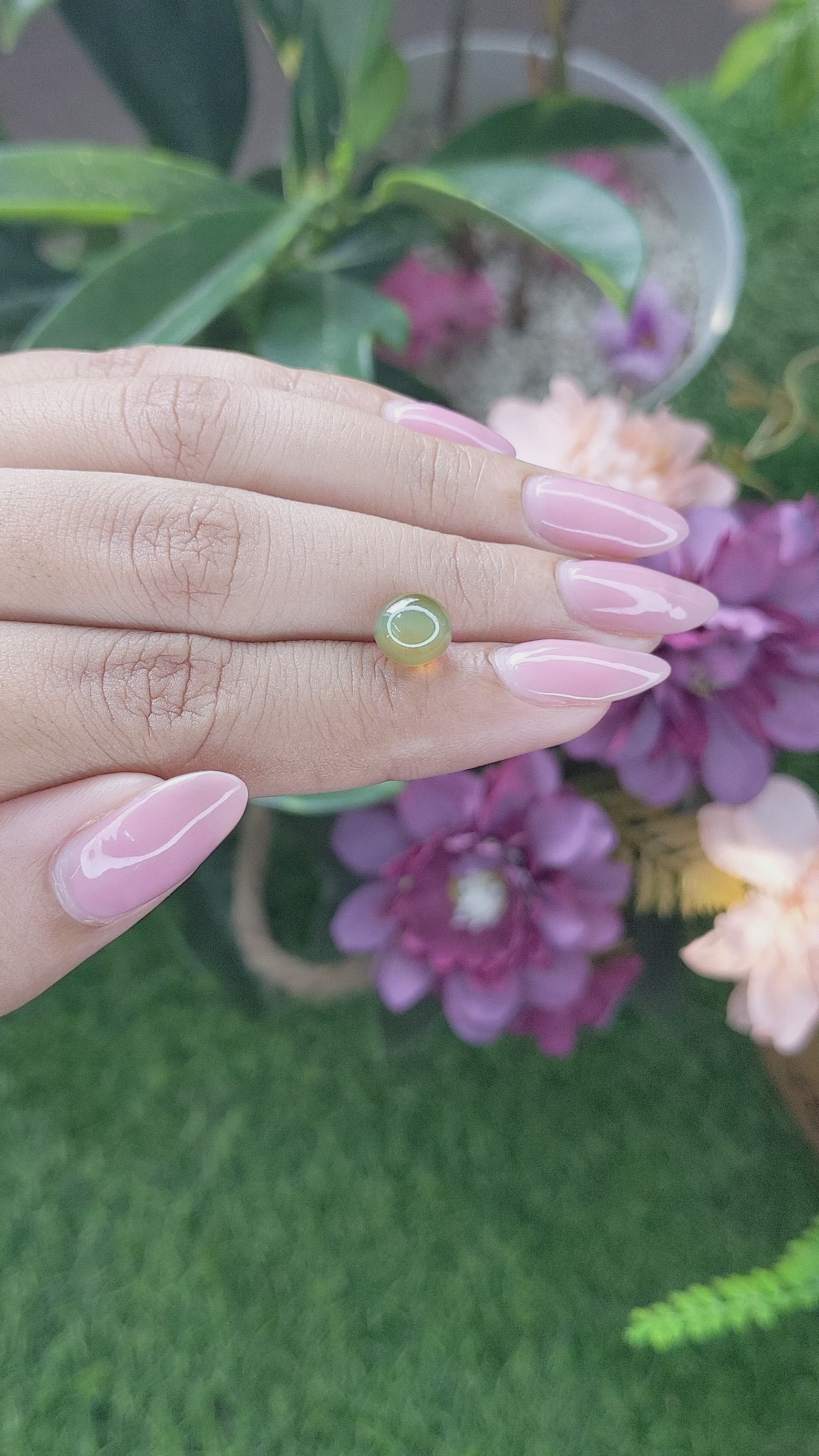 3.62 Ct. Yellowish Green Cabochon Chrysoberyl from Tanzania Size Video