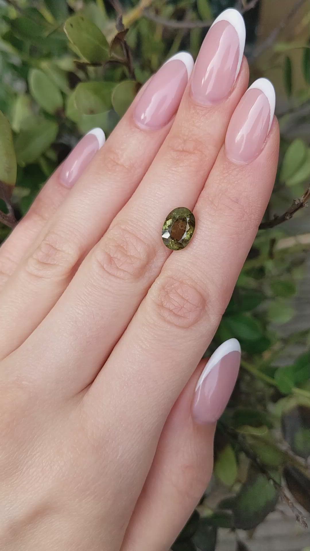 3.99 Ct. Yellowish Green to Yellowish Brown Demantoid Garnet from Namibia Size Video