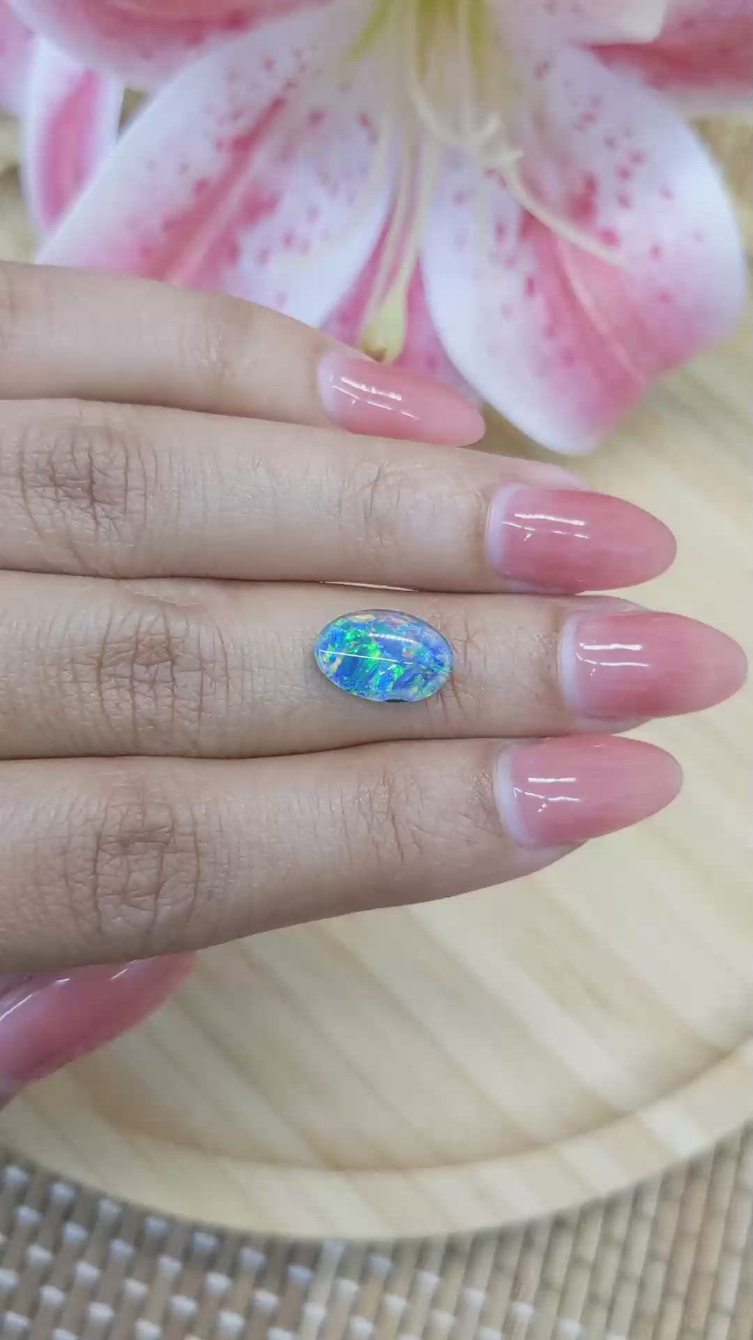 2.43 Ct. Cabochon Jelly Opal from Brazil Size Video