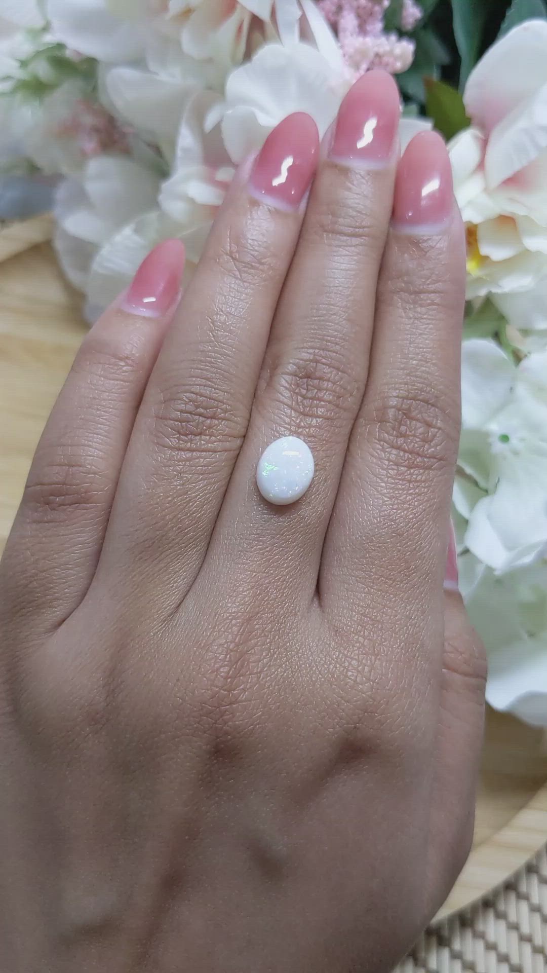 1.96 Ct. Cabochon White Opal from Brazil Size Video