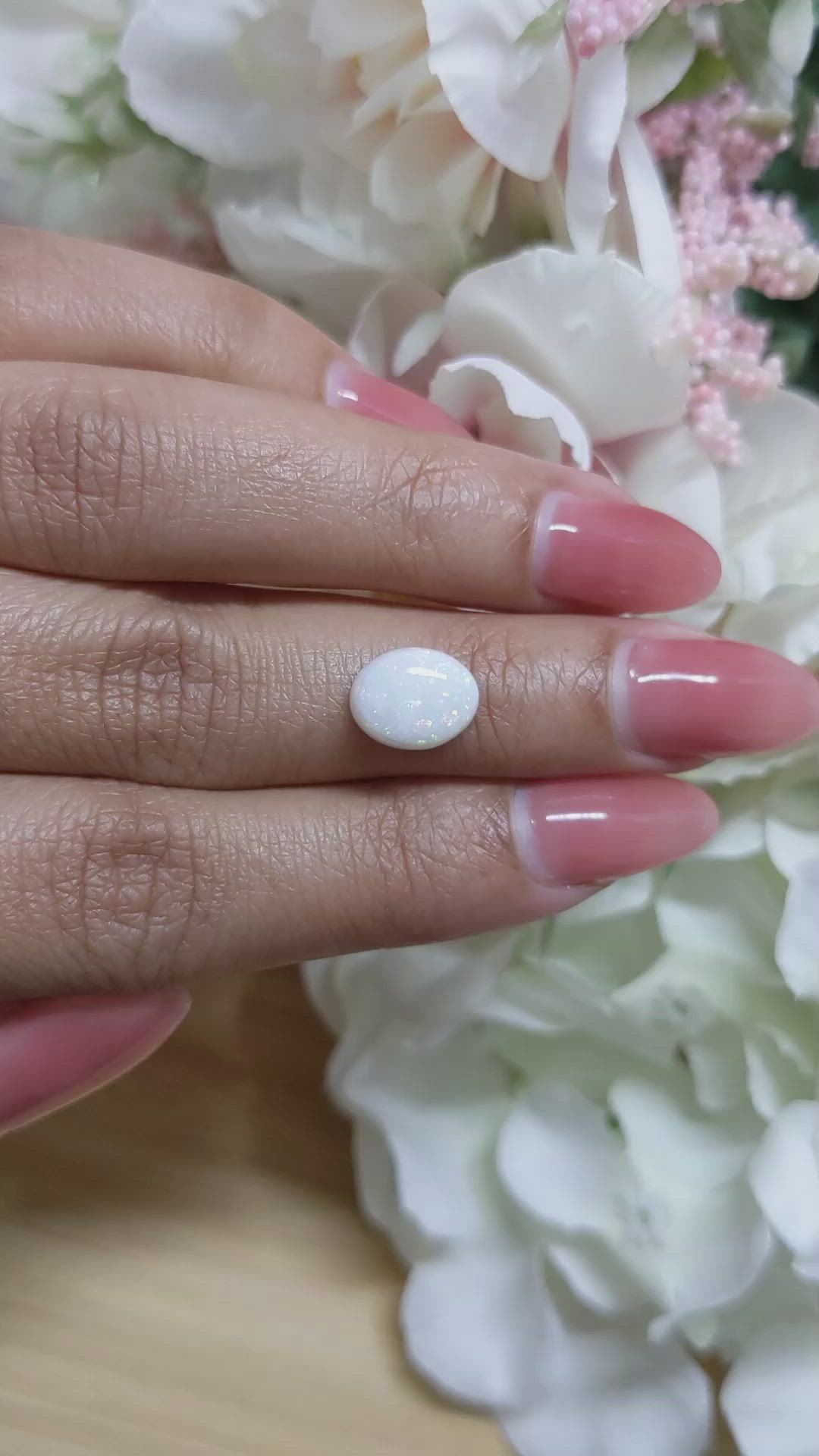 1.96 Ct. Cabochon White Opal from Brazil Size Video